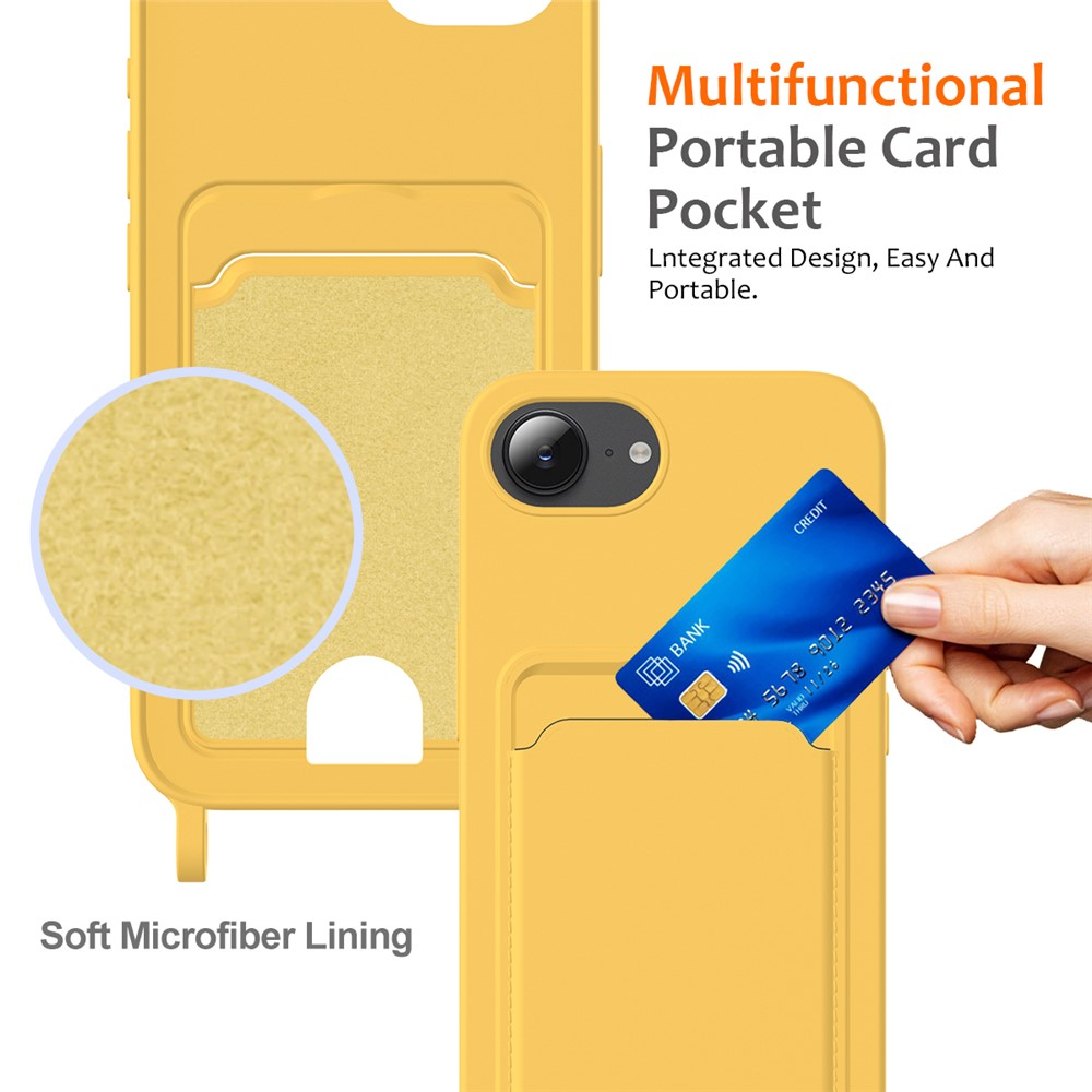 Coque de téléphone jaune avec fente pour carte et doublure microfibre.