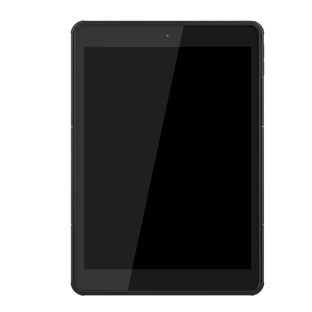 Ein schwarzes Tablet mit leerem Bildschirm auf weißem Hintergrund.