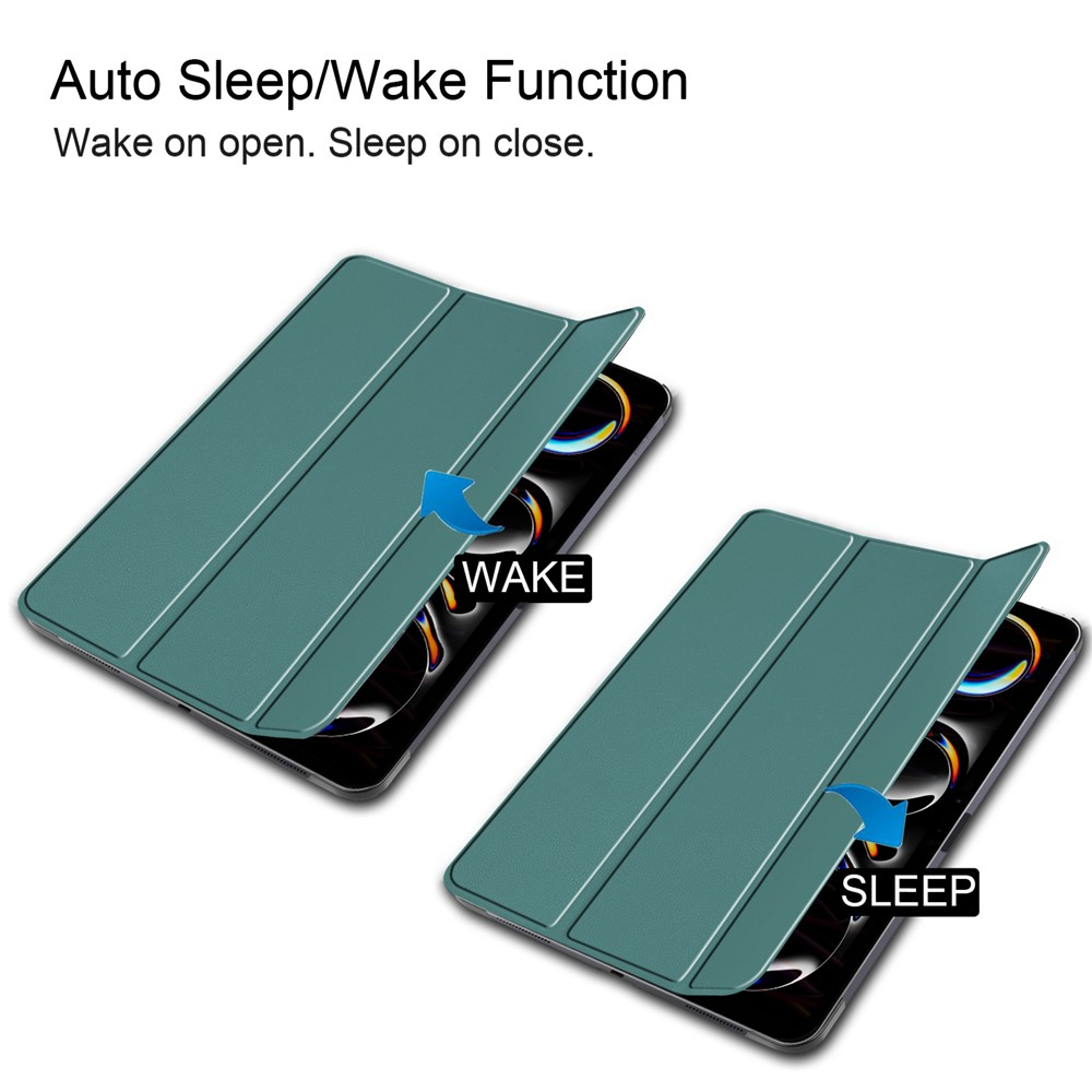 Zwei grüne Tablet-Hüllen zeigen die Auto Sleep/Wake-Funktion.