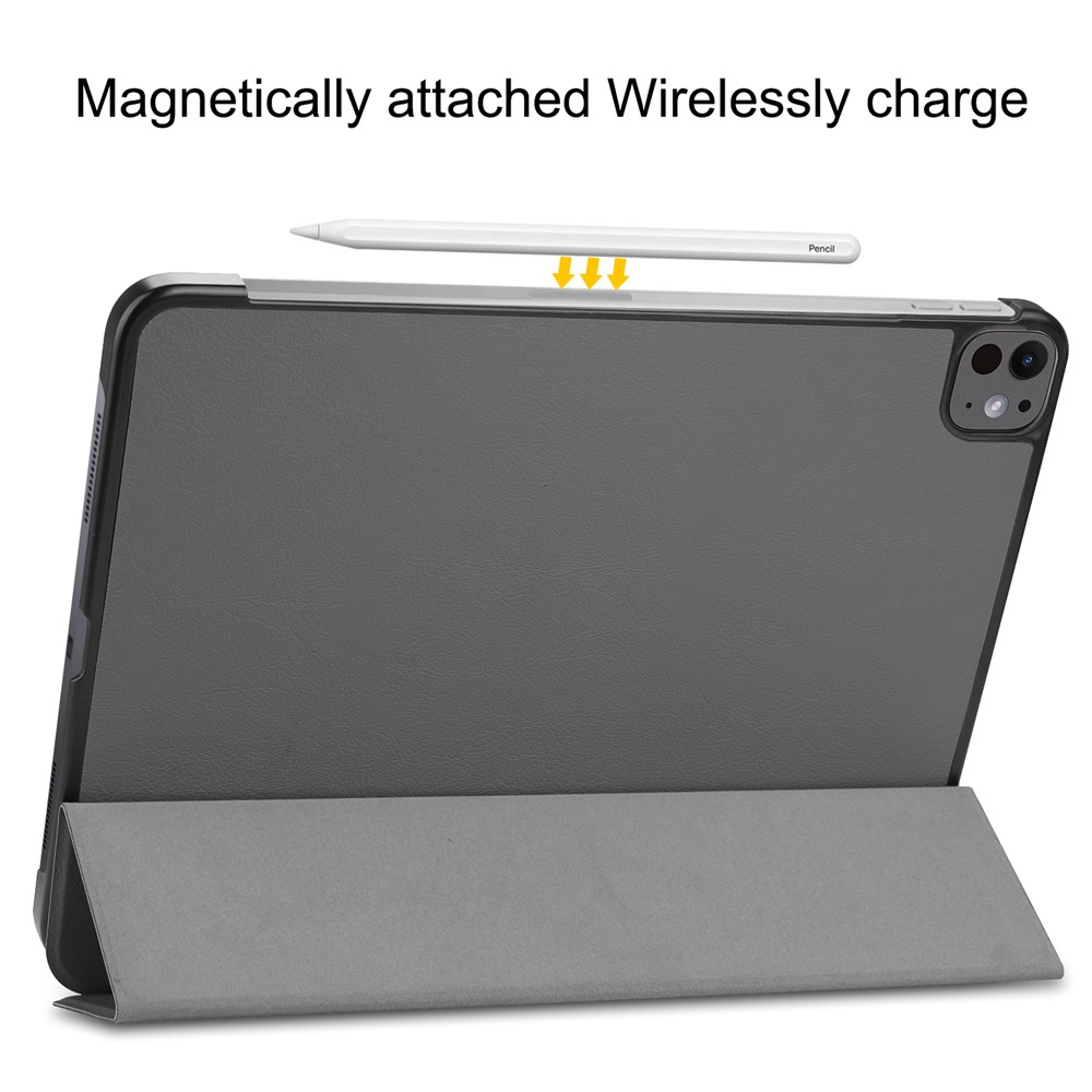 Ein Tablet mit einem Stifthalter, der magnetisch befestigt ist und kabellos lädt.