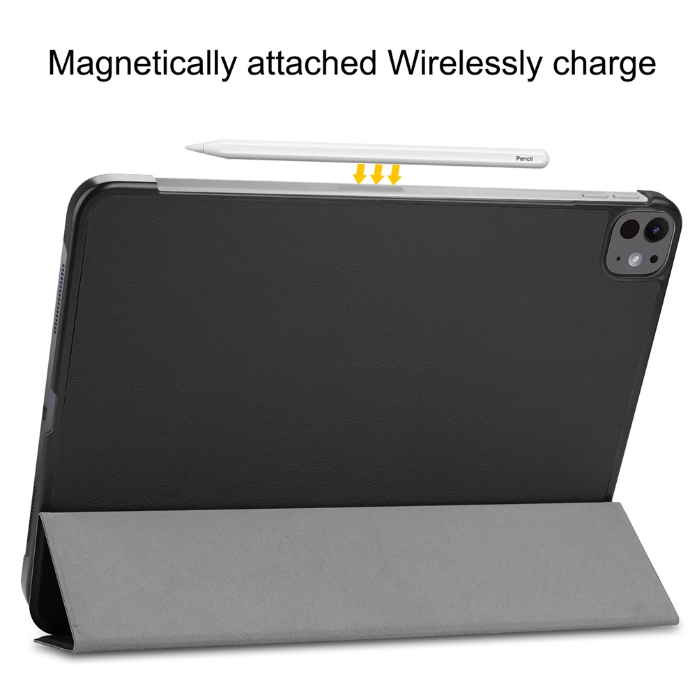 Ein Tablet mit Stifthalterung und einer magnetischen Ladefunktion wird gezeigt.