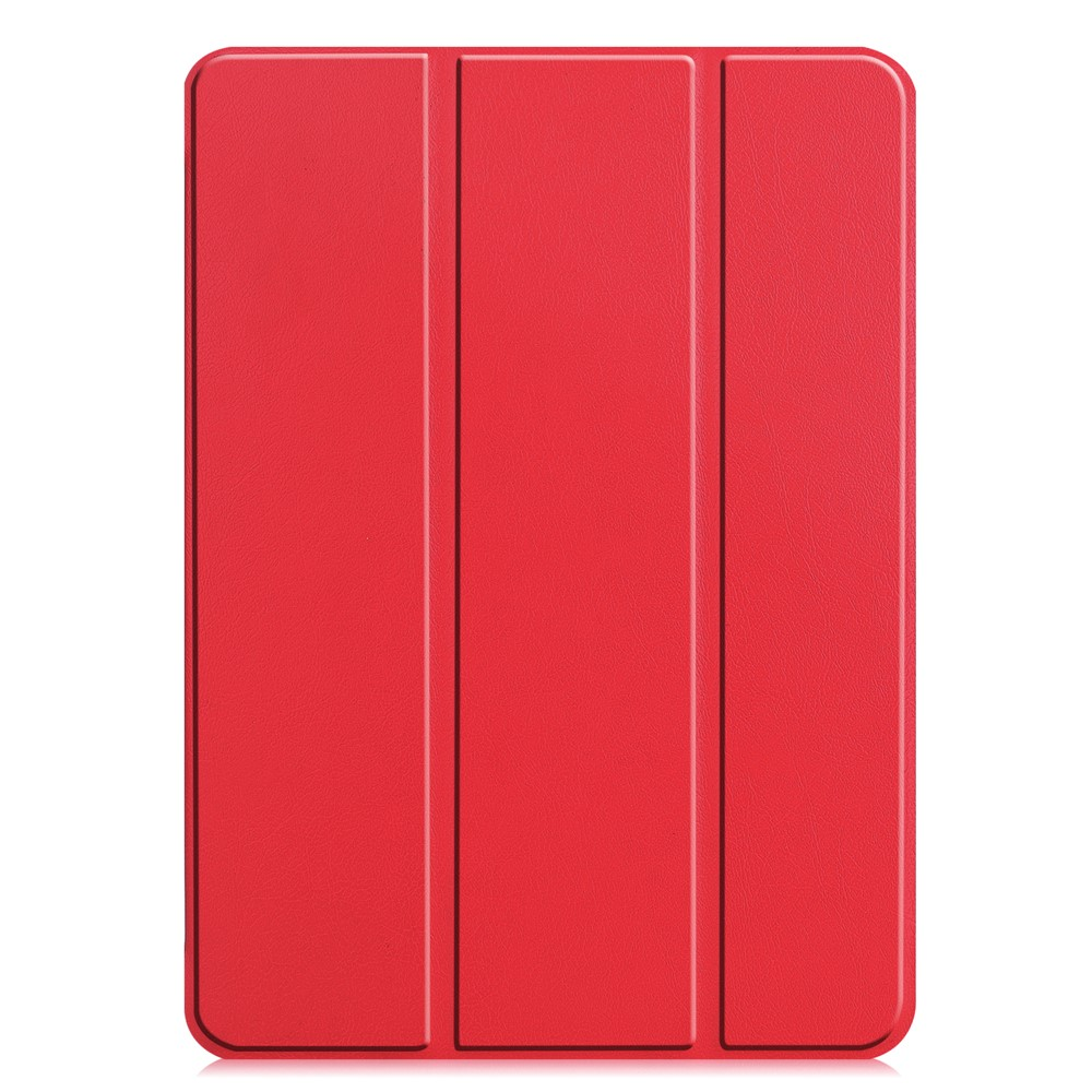 Rote Tablet-Hülle mit drei Faltlinien auf weißem Hintergrund.