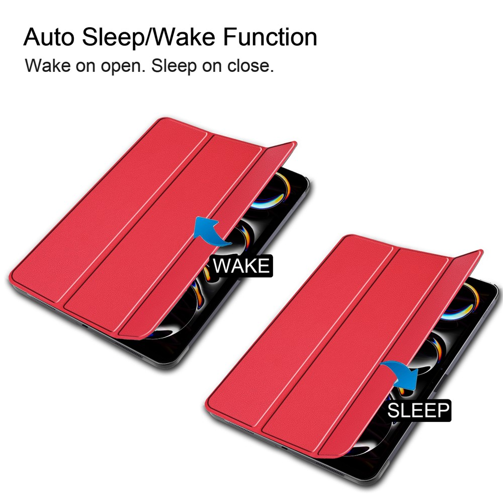 Zwei rote Tablet-Hüllen zeigen die Auto-Sleep/Wake-Funktion.