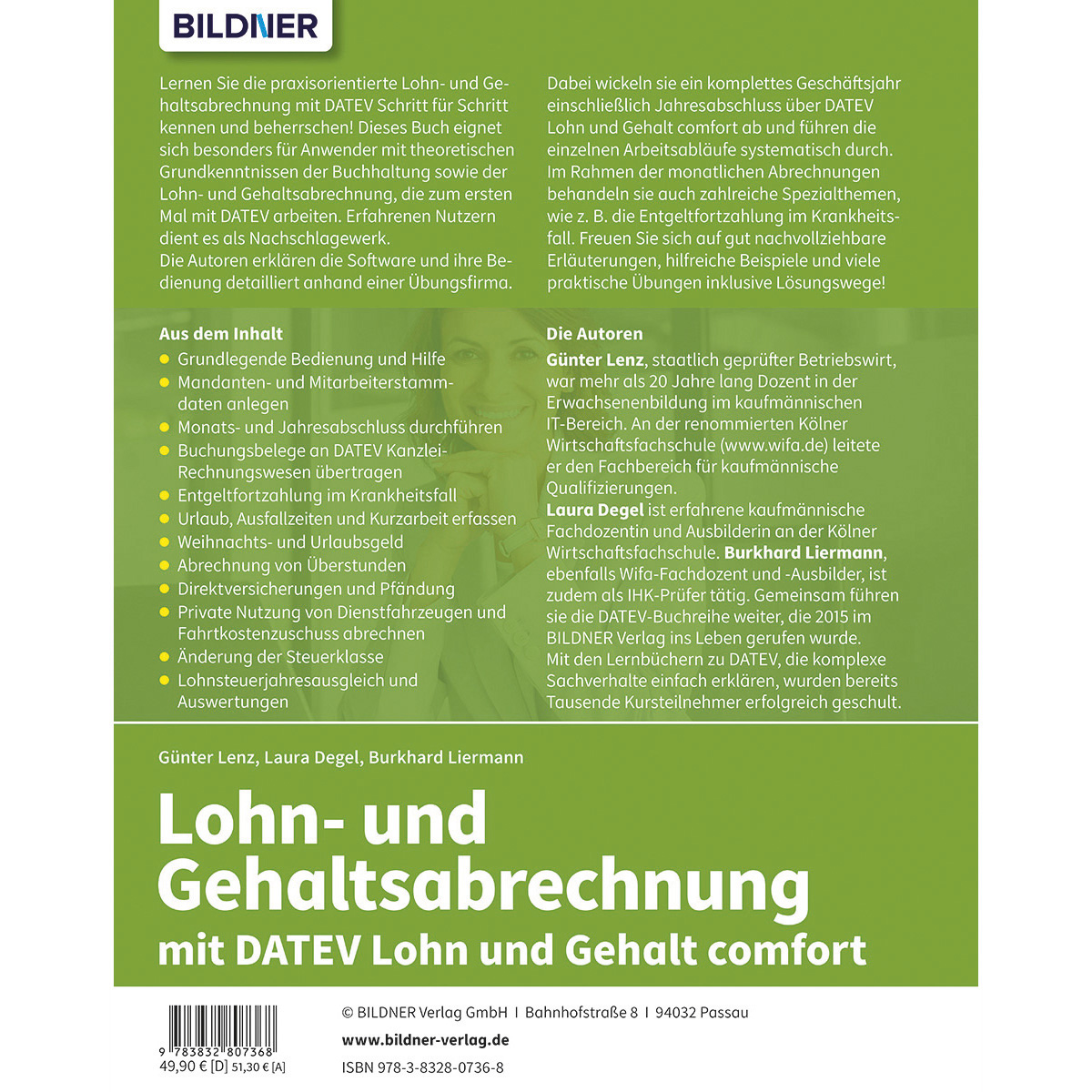 Buchcover für Lohn- und Gehaltsabrechnung mit DATEV. Themenübersicht, Autoreninfos, ISBN und Preis.
