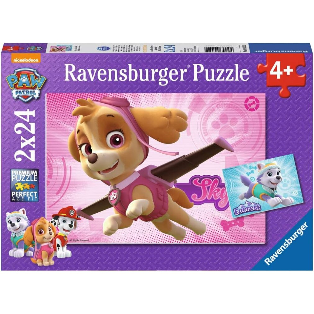 Puzzle Ravensburger de Paw Patrol con Skye y otros cachorros. Edad 4+.