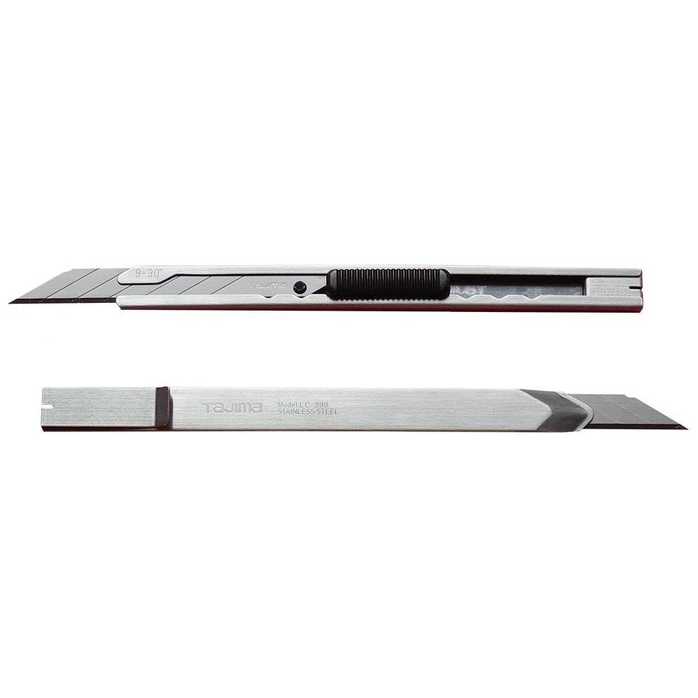 Zwei silberne Cutter-Messer nebeneinander auf weißem Hintergrund.