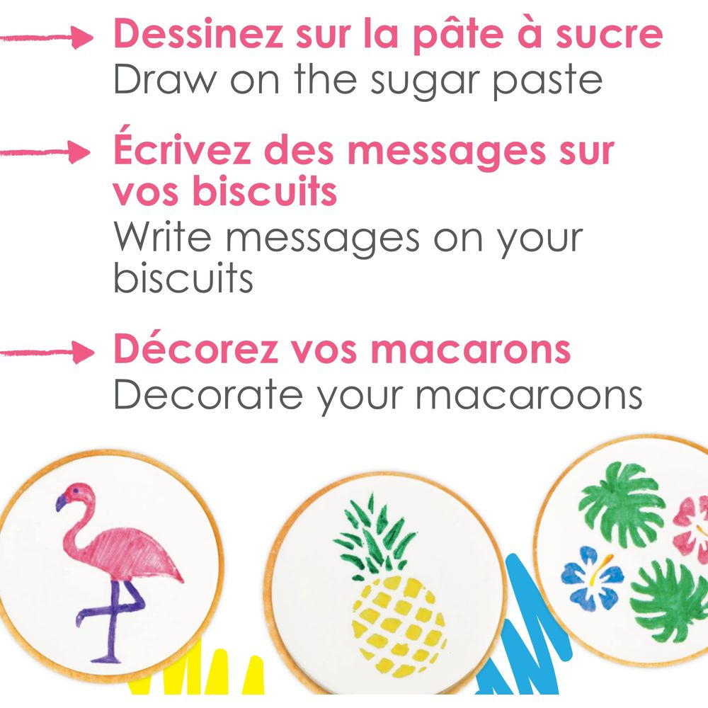 Dekorierte Kekse: Flamingo, Ananas und Blumen.