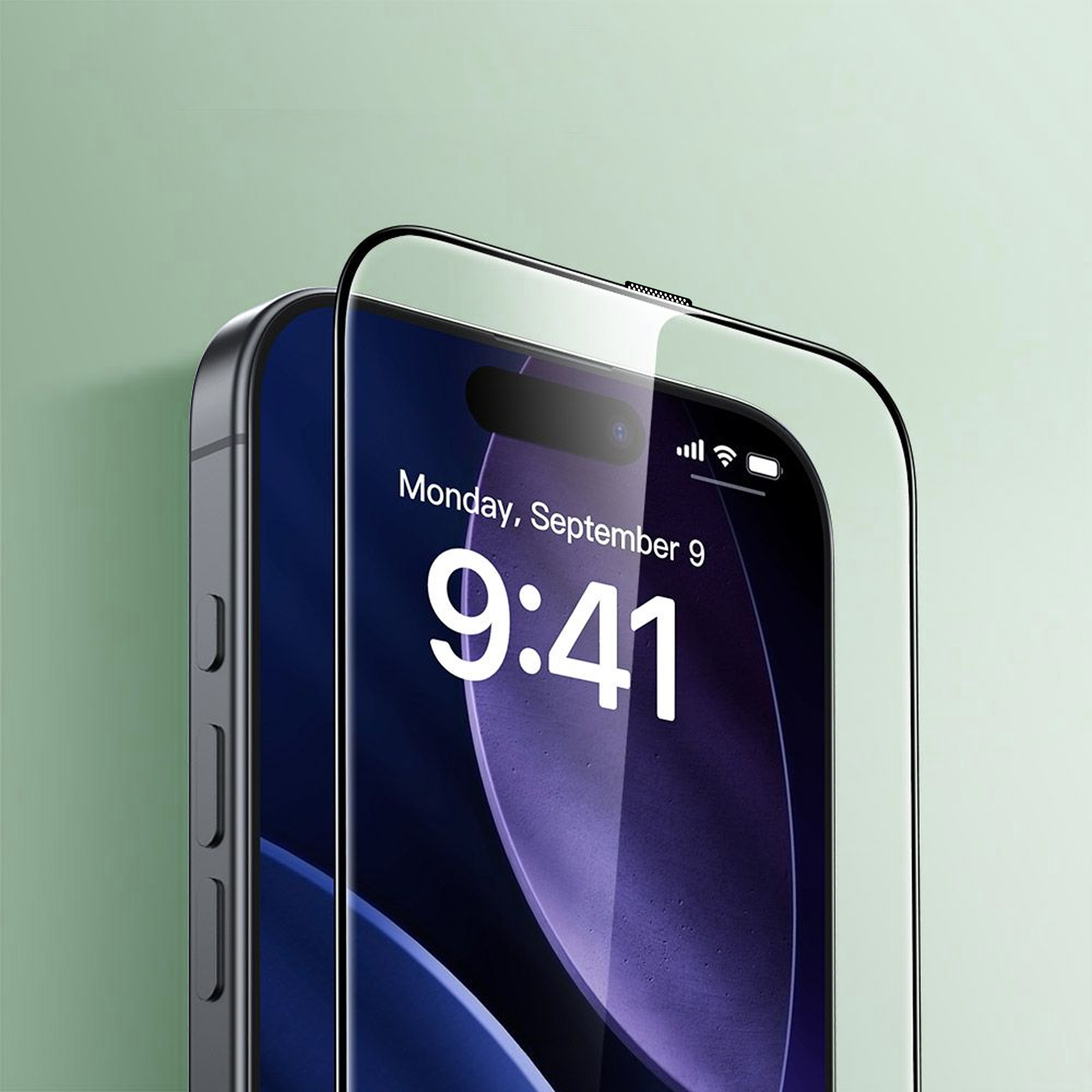 Uno smartphone con proteggi schermo che mostra le 9:41 di lunedì 9 settembre.