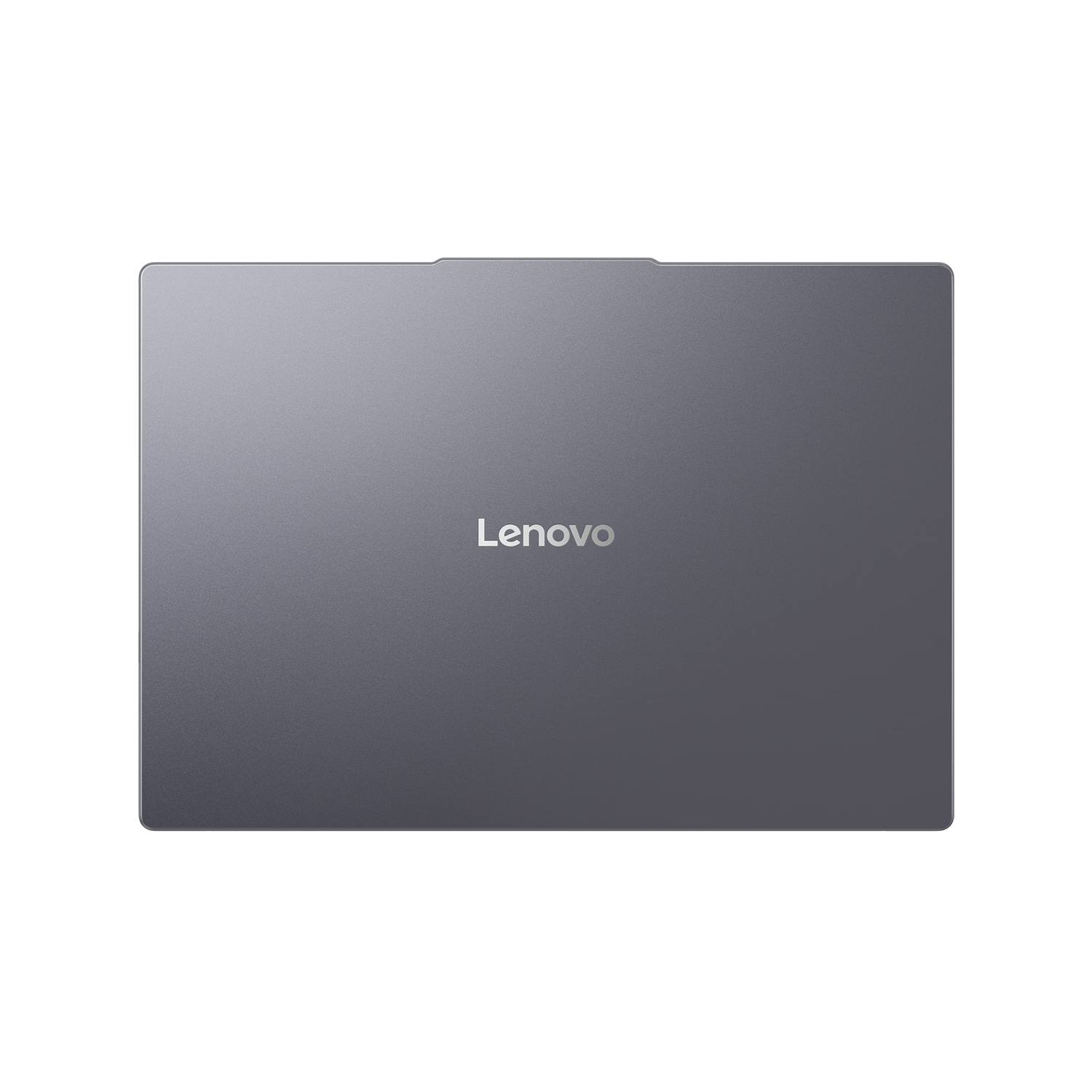 Kapalı gri Lenovo dizüstü bilgisayar beyaz arka planda.