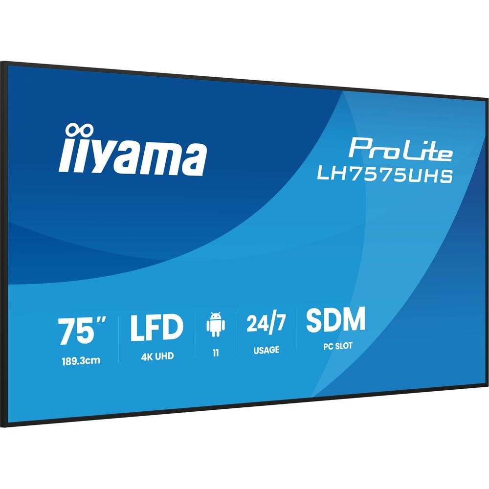 75-calowy monitor LFD iiyama ProLite LH7575UHS z rozdzielczością 4K UHD.