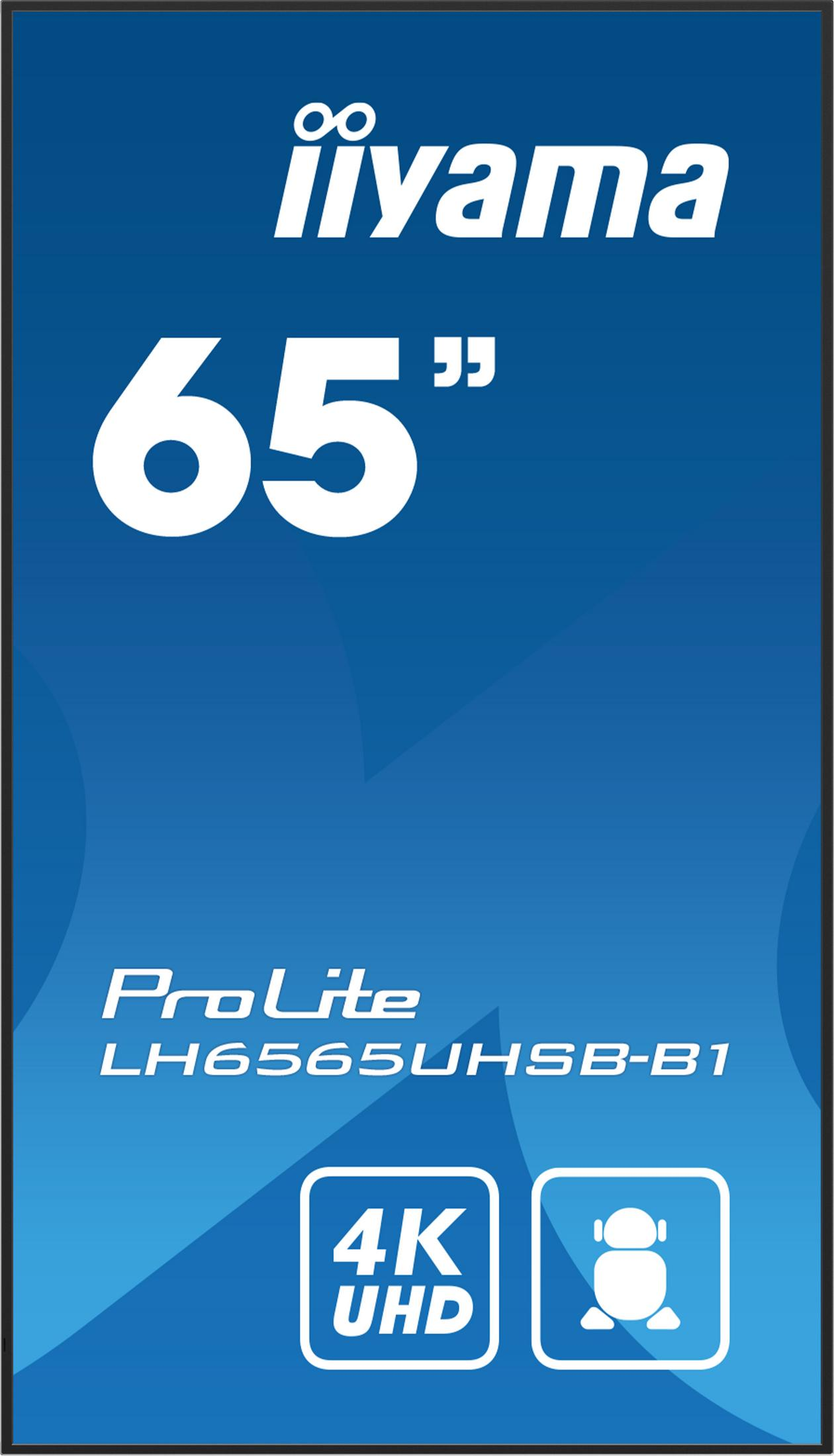 Monitor iiyama ProLite LH6565UHSB-B1 o przekątnej 65 cali z rozdzielczością 4K UHD.