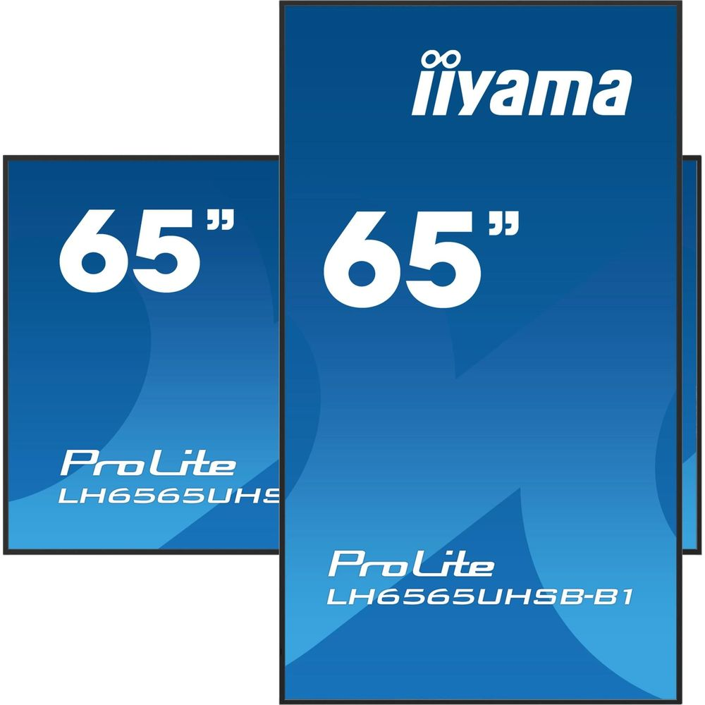 Dwa 65-calowe monitory iiyama ProLite, jeden LH6565UHS, drugi LH6565UHSB-B1.