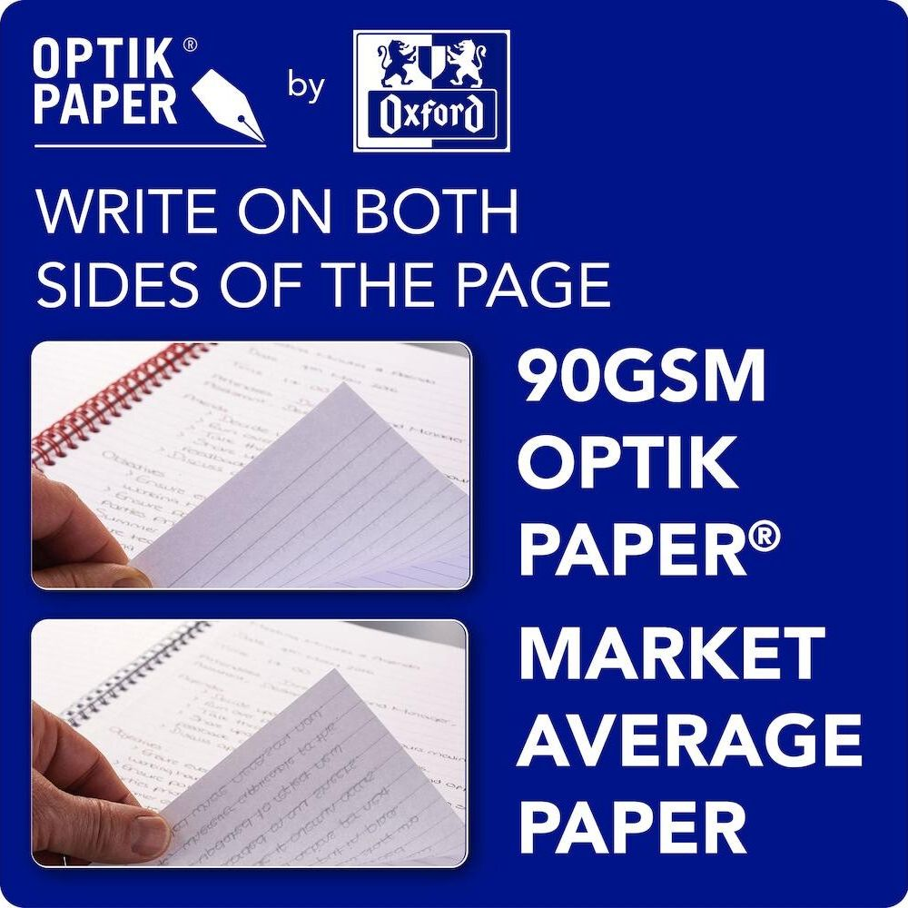 Optik Paper von Oxford: Schreiben Sie auf beiden Seiten. 90GSM Optik Paper, durchschnittliches Marktpapier.