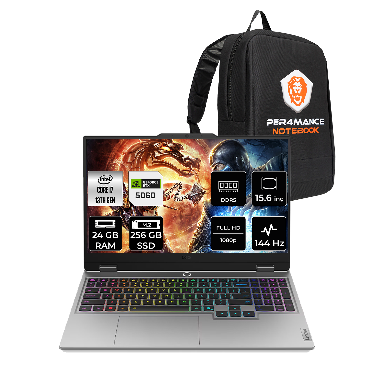 LENOVO LOQ RTX5060/8GB FHD 83JE00LFTRP311 Intel Core i7 13700HX 24 GB RAM 256 GB SSD 15,6 inç FreeDOS Laptop + Çanta Gri