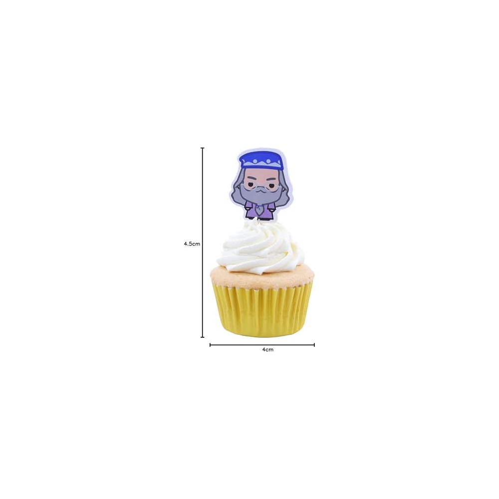Ein gelber Cupcake mit weißem Zuckerguss und einer Cartoon-Figur.