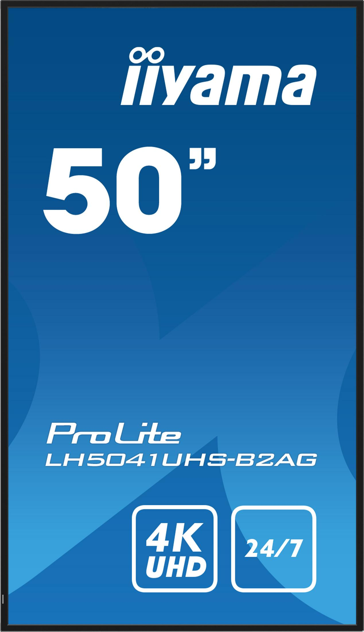 Iiyama 50-inch ProLite monitor met 4K UHD en 24/7 werking.