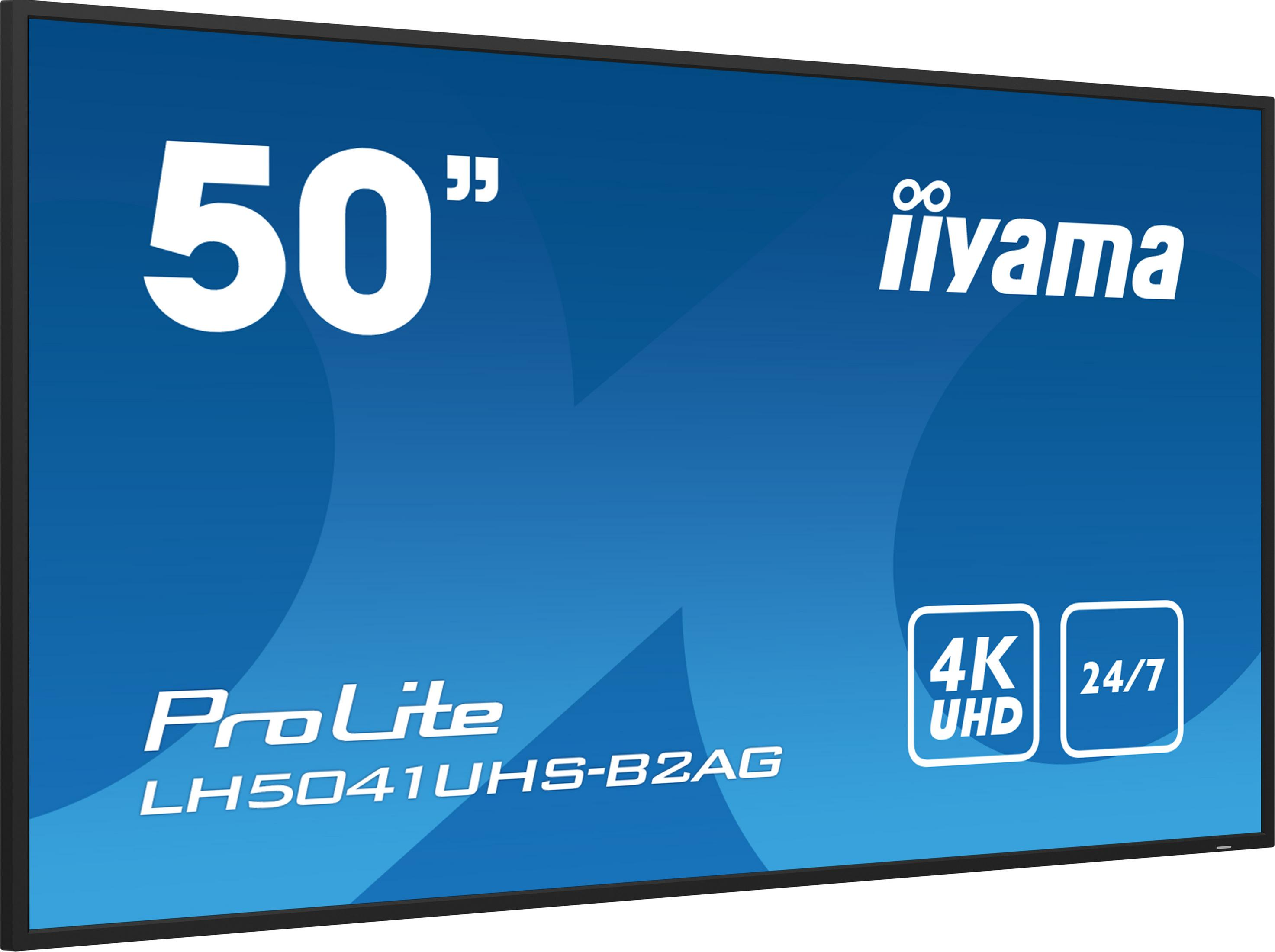 Een 50-inch ProLite LH5041UHS-B2AG monitor met 4K UHD en 24/7 ondersteuning.