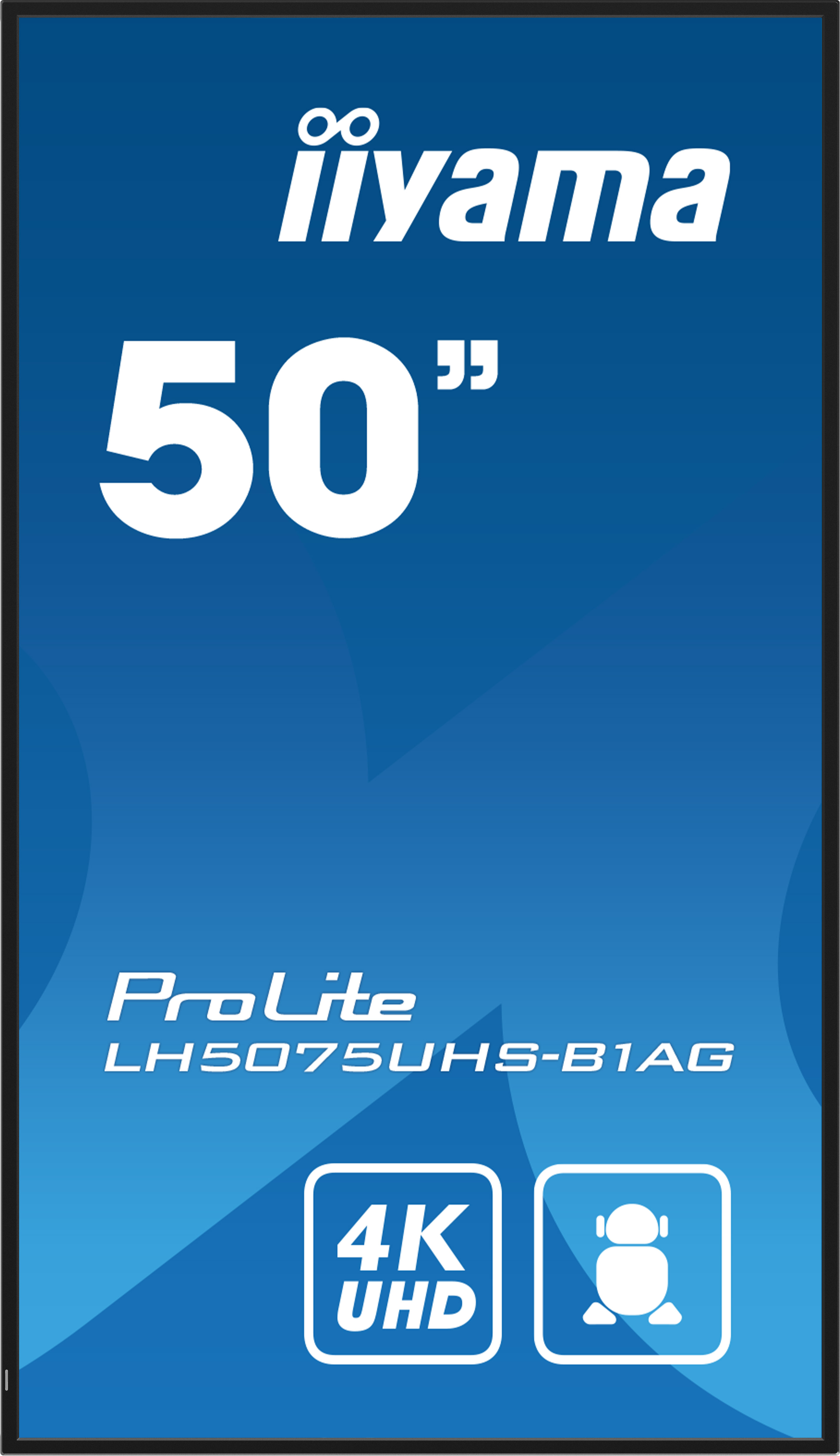 Iiyama 50" ProLite LH5075UHS-B1AG mit 4K UHD und Symbol.