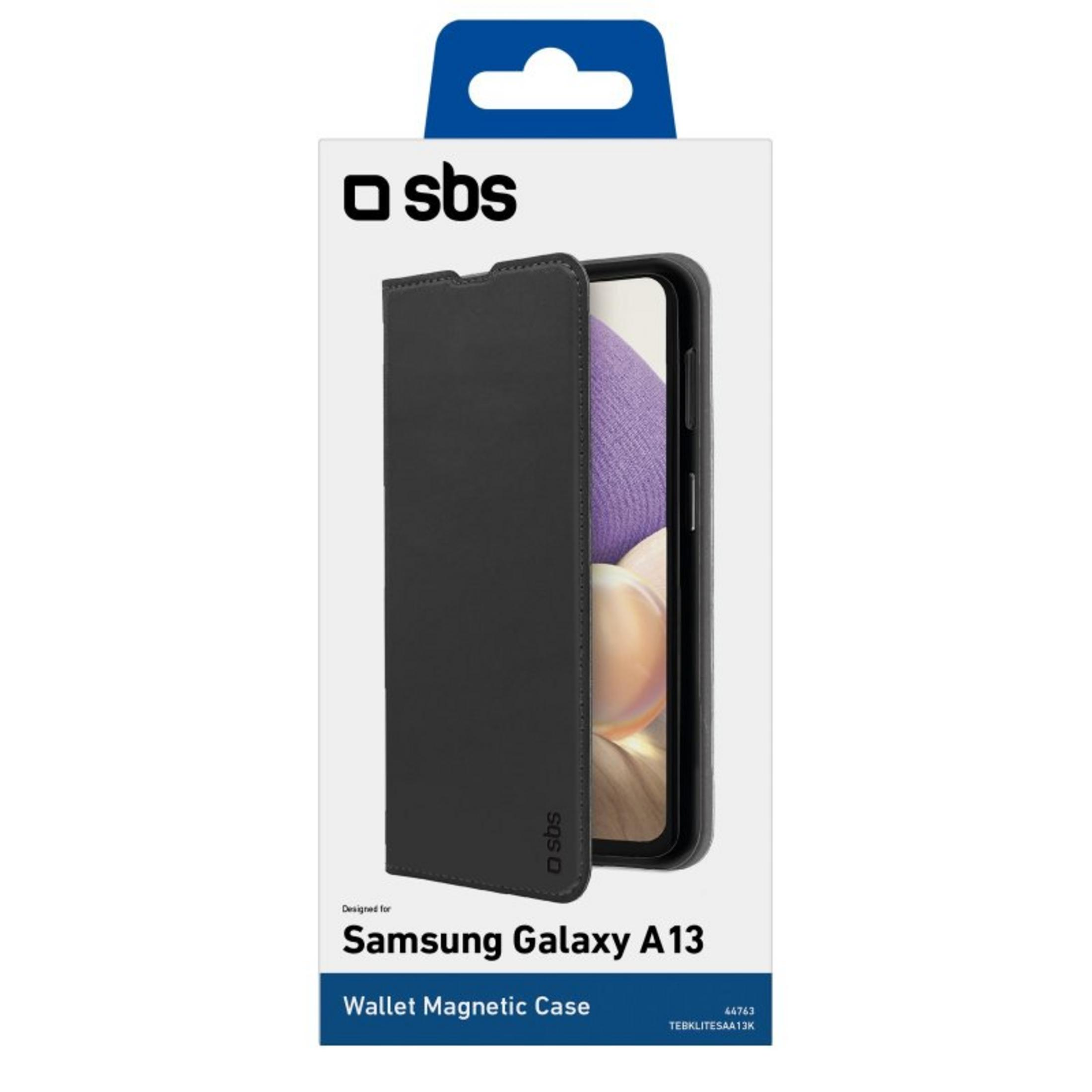 Schwarzes SBS Wallet Magnets case für Samsung Galaxy A13.