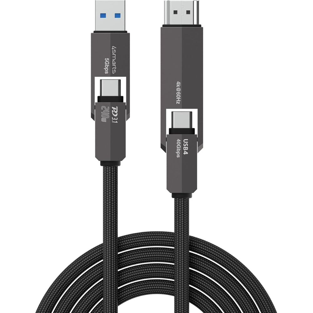 Zwei USB-Kabel mit unterschiedlichen Anschlüssen und Beschriftungen.