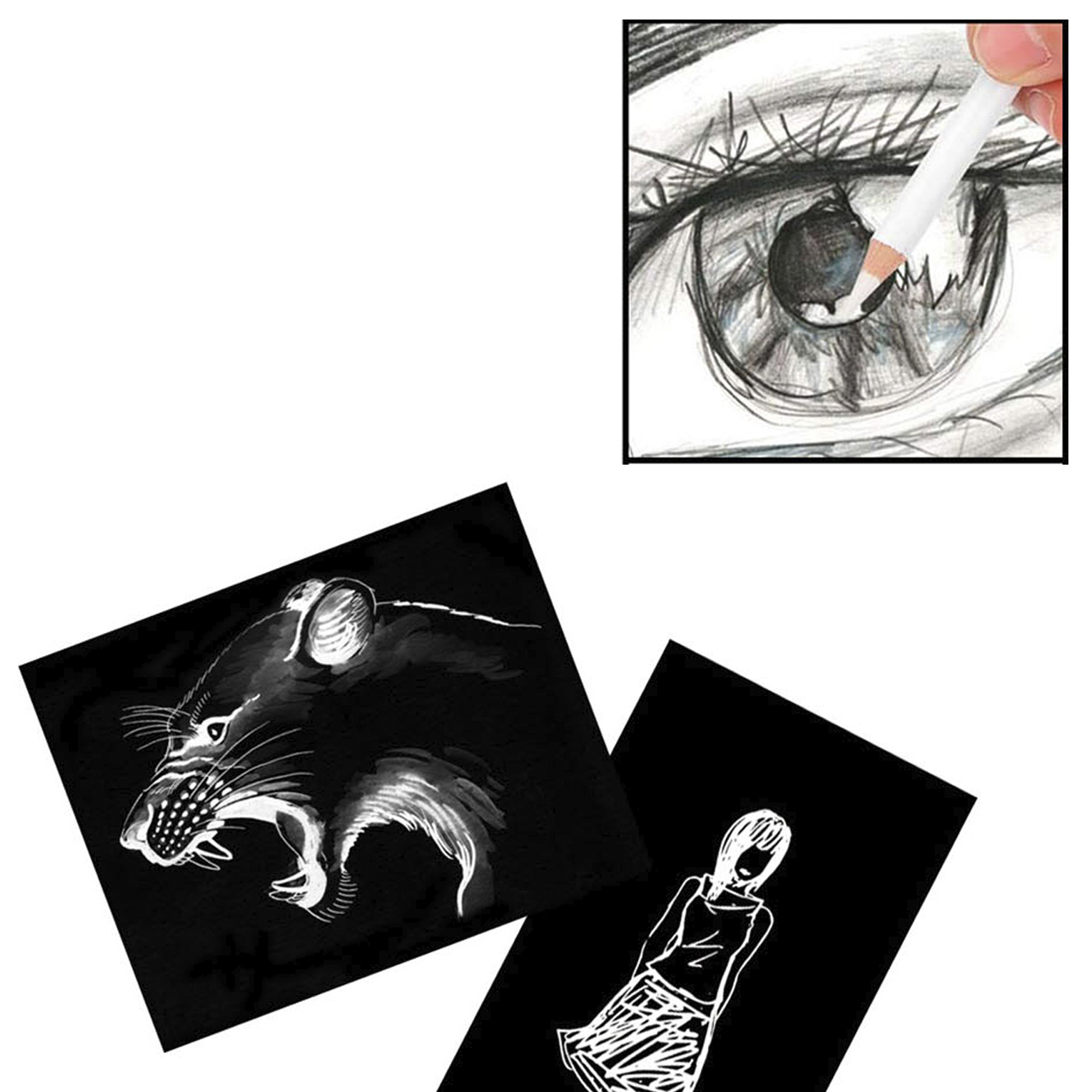 Disegno di una pantera feroce e un occhio disegnato con matita.