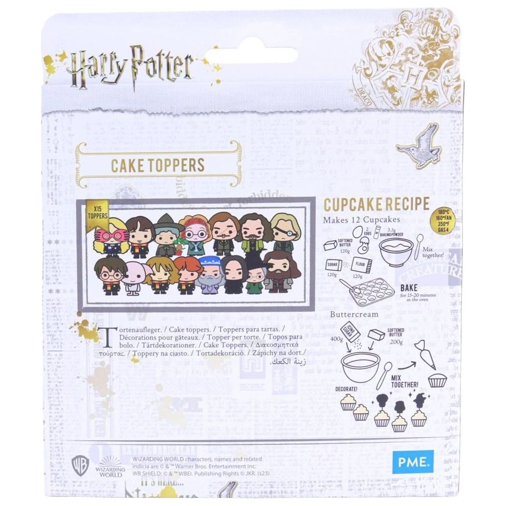 Harry Potter Kuchenaufsätze: 15 Figuren und ein Rezept für 12 Cupcakes.