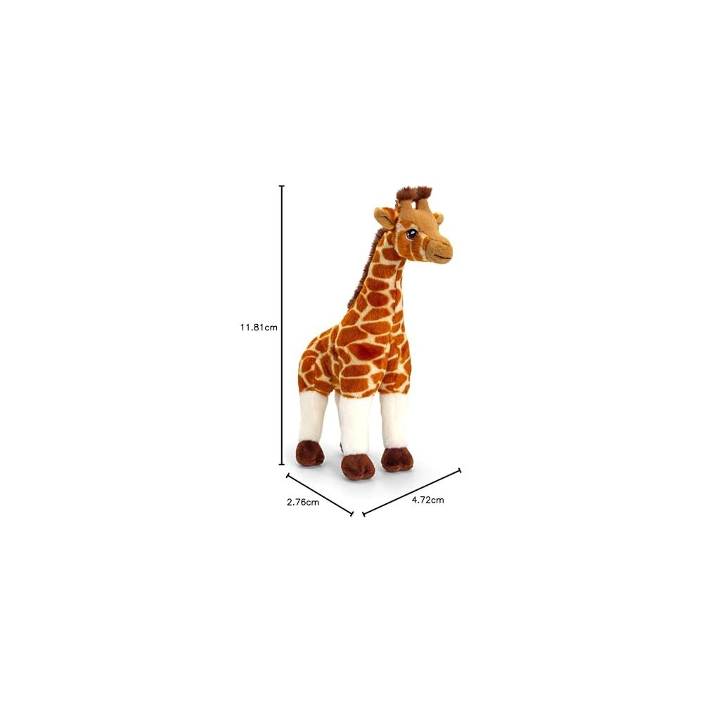 Ein Plüschtier einer Giraffe mit braunen Flecken auf gelbem Fell.
