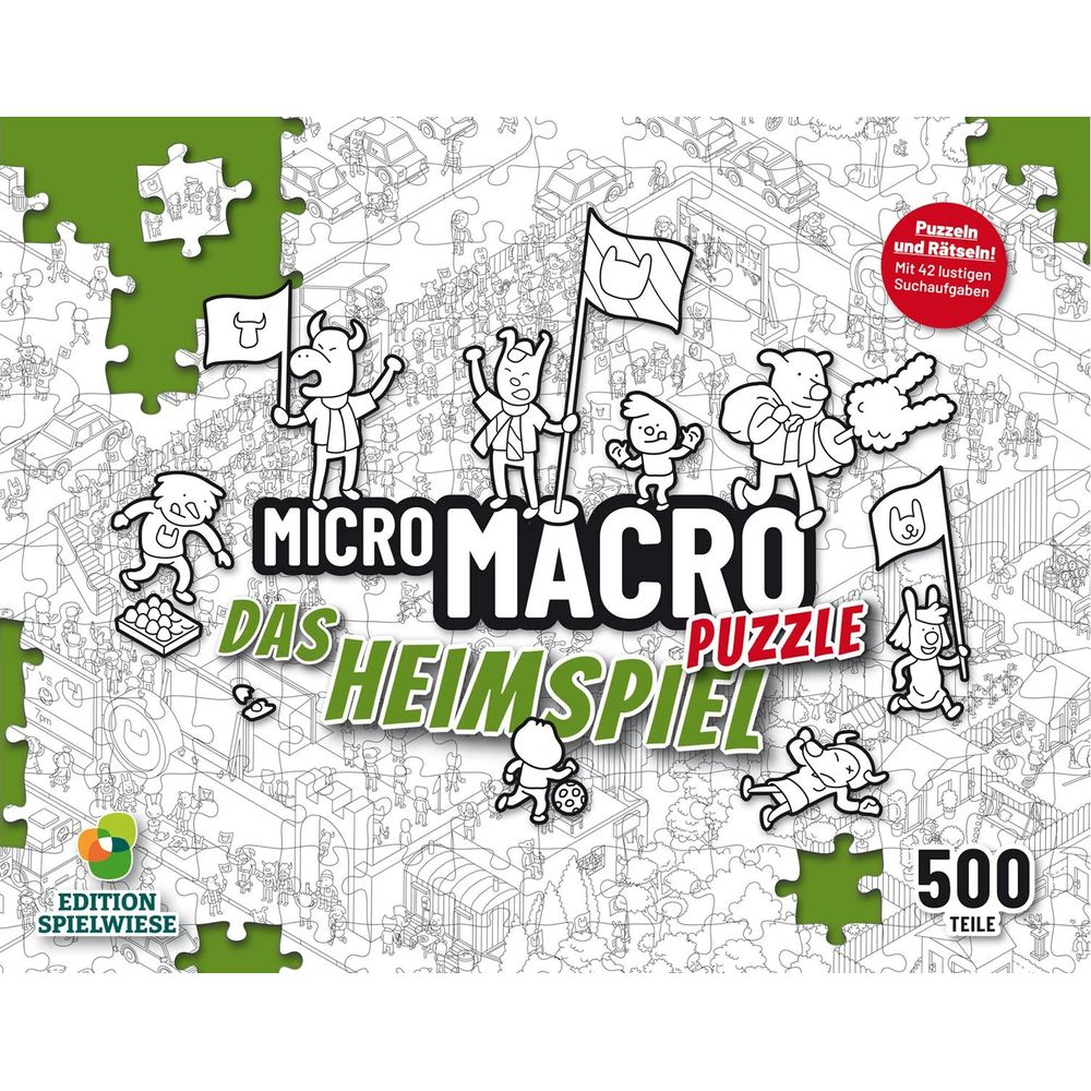 Un puzzle Micro Macro con tante piccole figure e scene. 500 pezzi.
