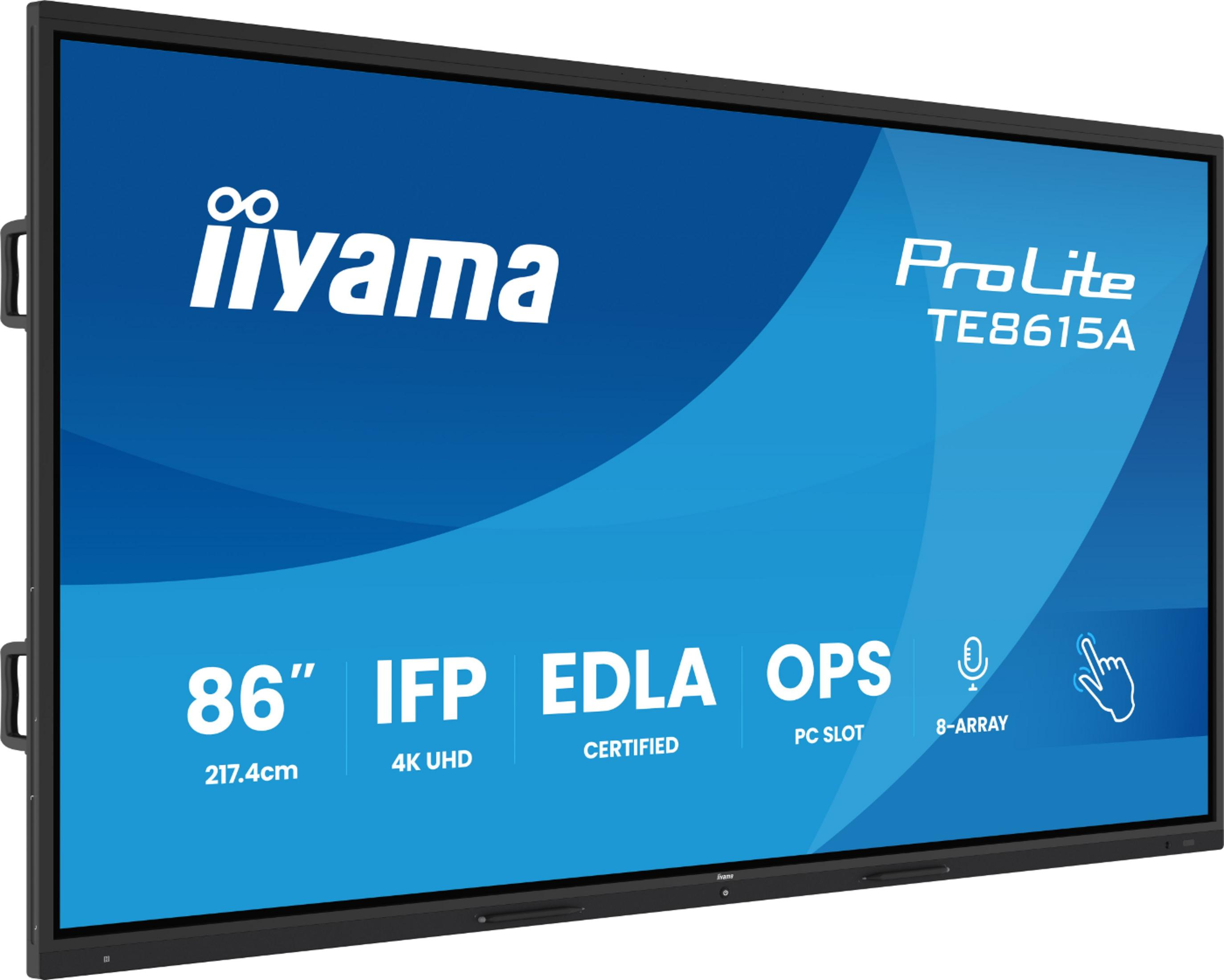Wyświetlacz iiyama ProLite TE8615A 86 cali z rozdzielczością 4K UHD i dotykiem.