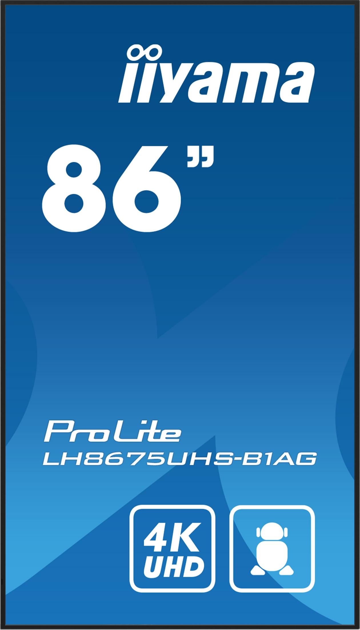 Iiyama 86" ProLite LH8675UHS-B1AG z 4K UHD i ikoną robota.