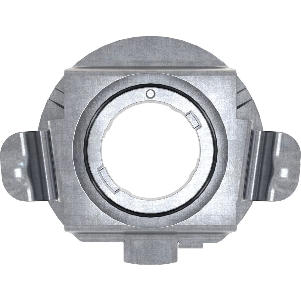 Ein metallischer Lampensockel mit einem runden Mittelteil und seitlichen Flügeln.