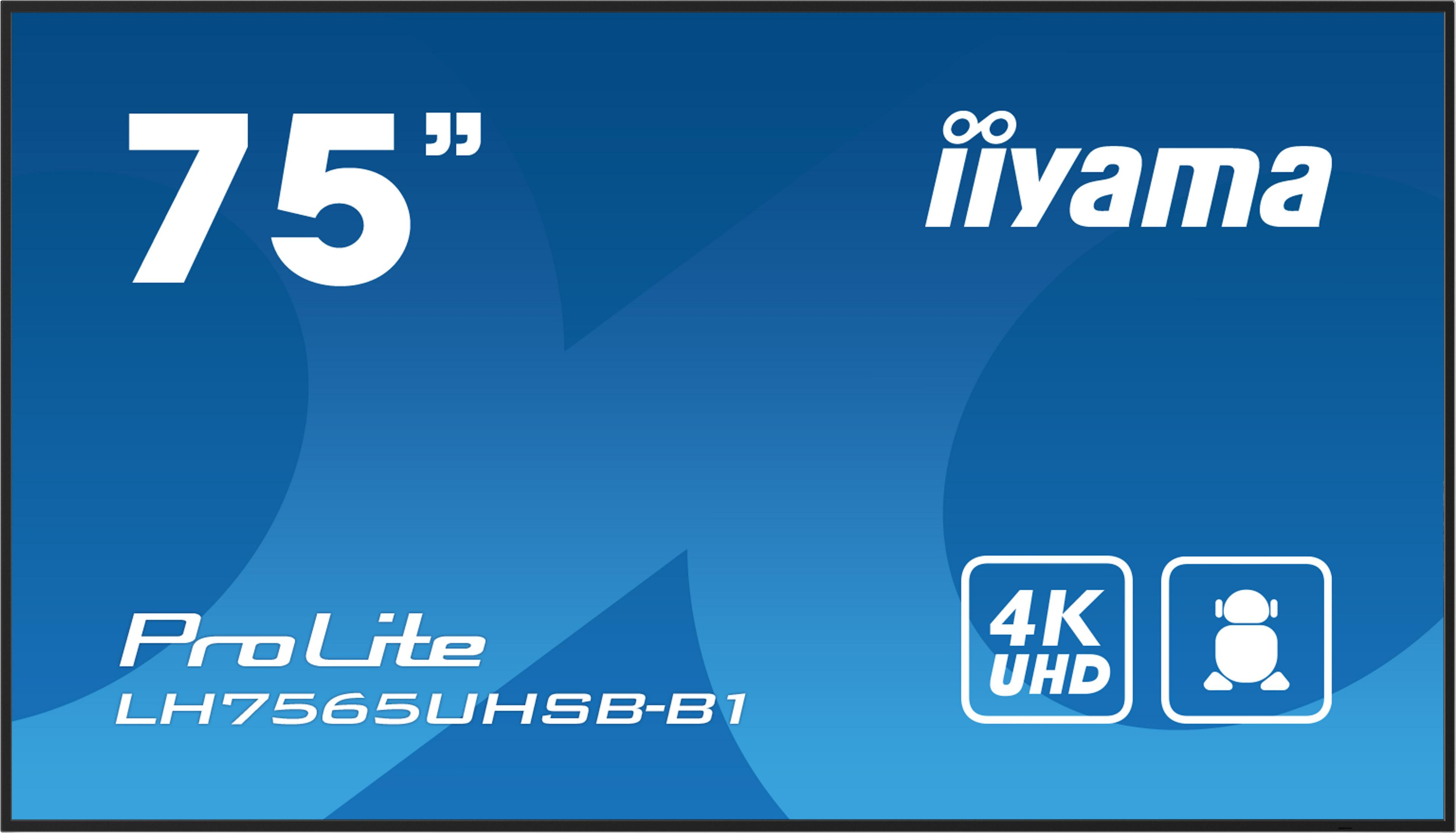 Monitor iiyama ProLite 4K UHD 75 cali, model LH7565UHSB-B1.