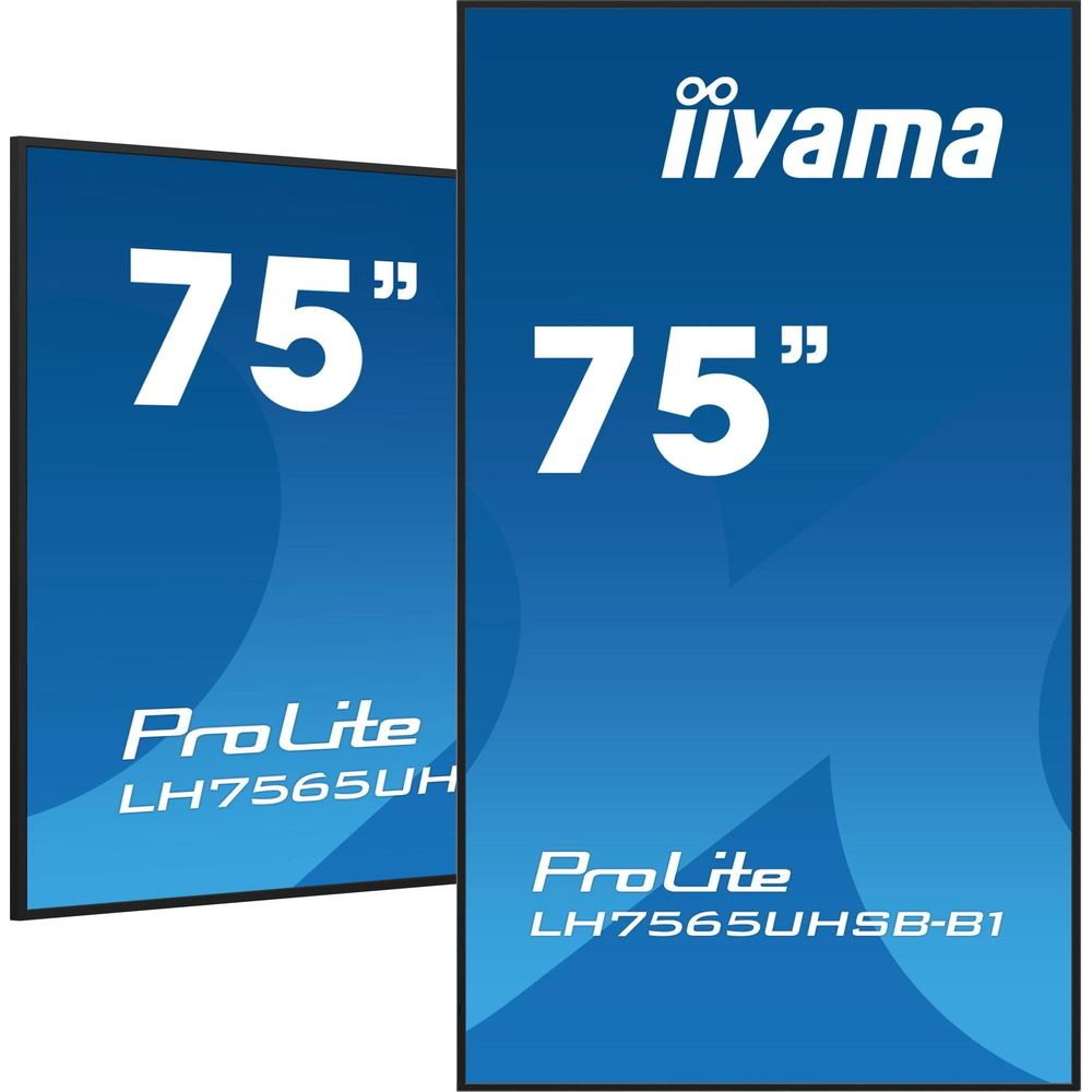 Dwa monitory iiyama ProLite 75 cali, LH7565UH i LH7565UHSB-B1.