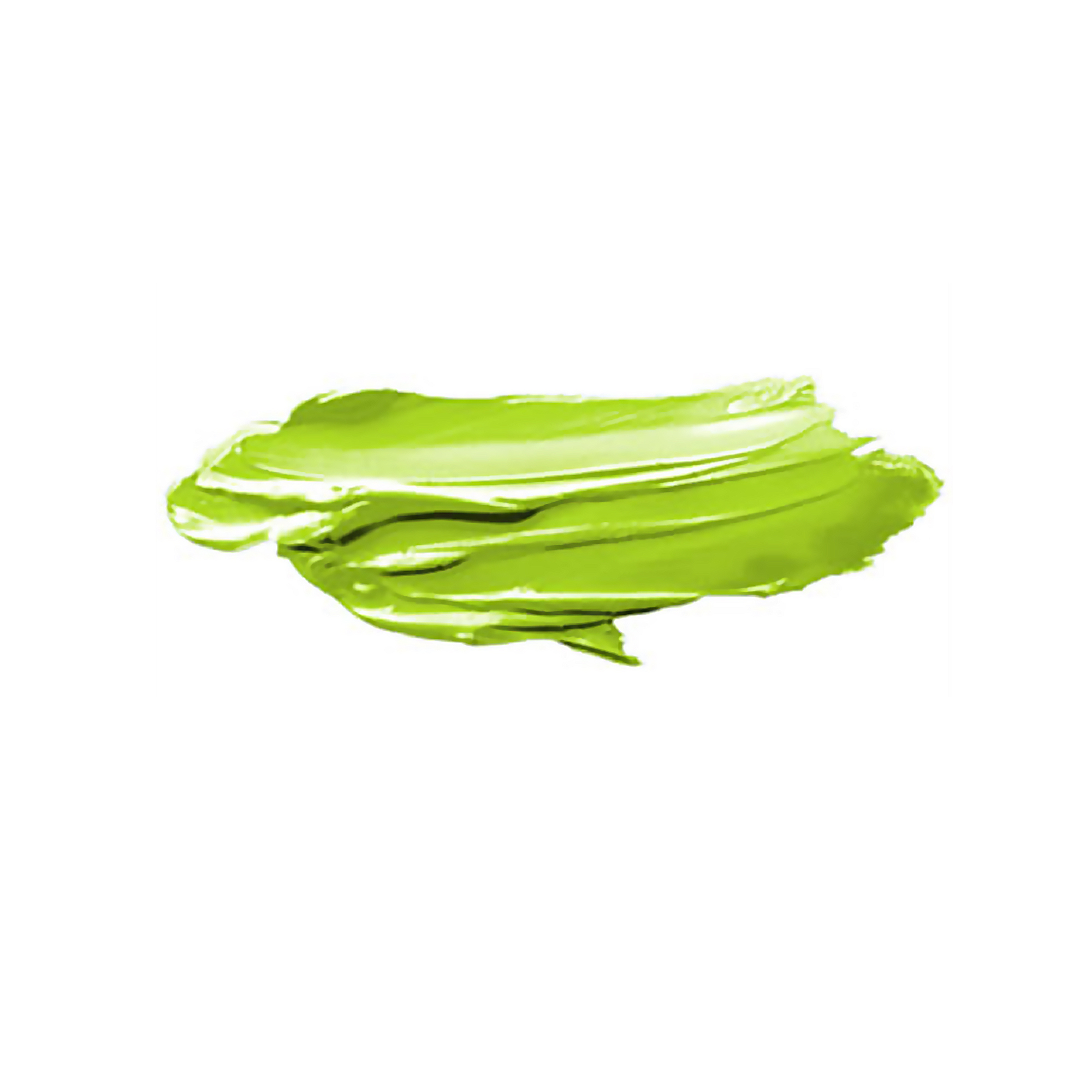 Una pennellata verde brillante su sfondo bianco.