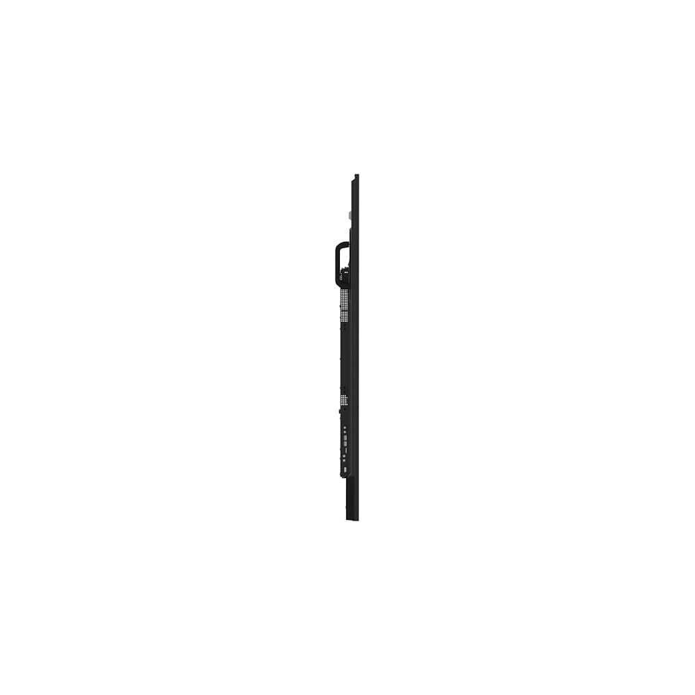 Side view of a black flat-screen display with handle and ports.