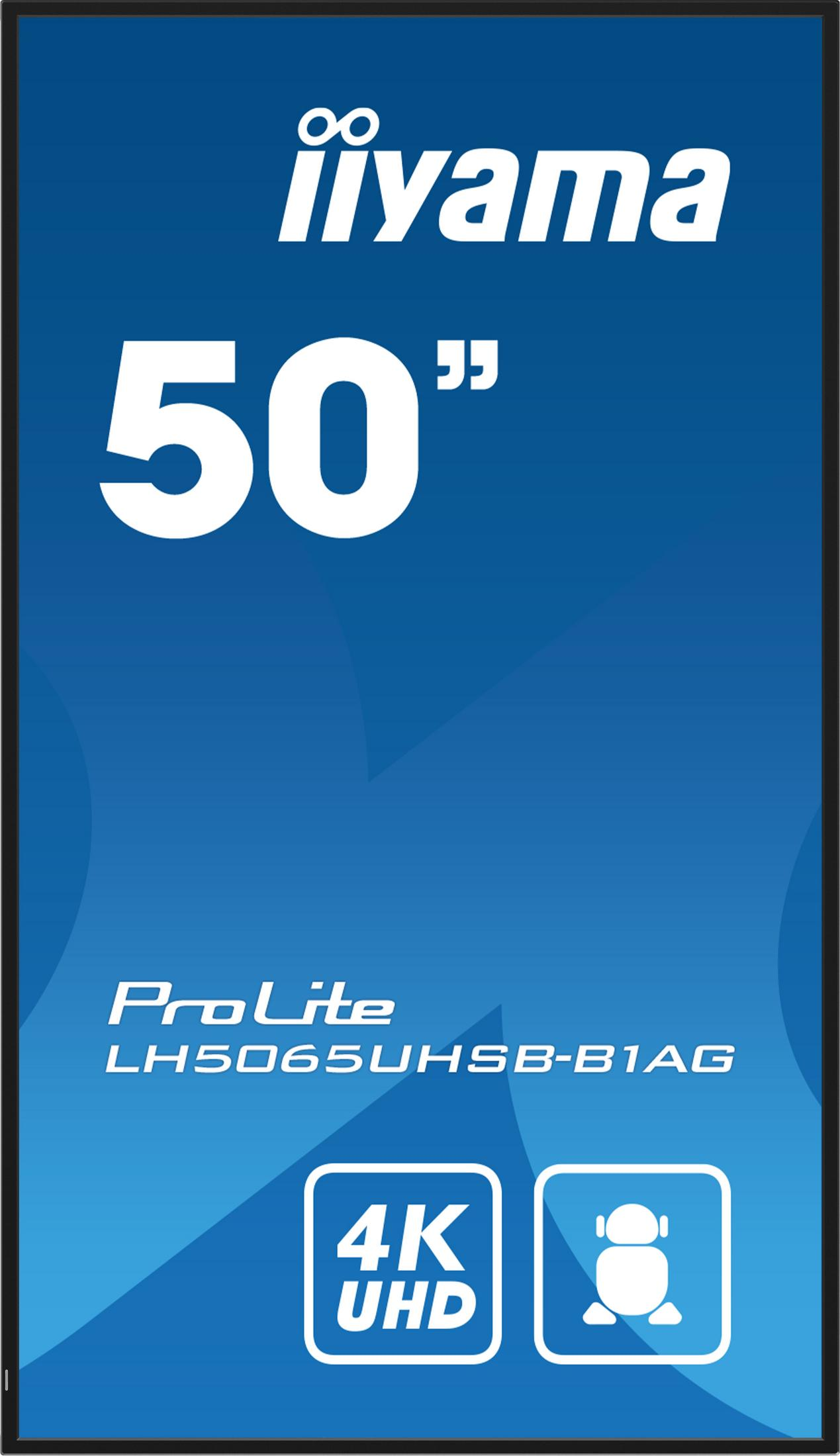 Wyświetlacz Iiyama ProLite LH5065UHSB-B1AG 4K UHD 50 cali z ikoną dotyku.