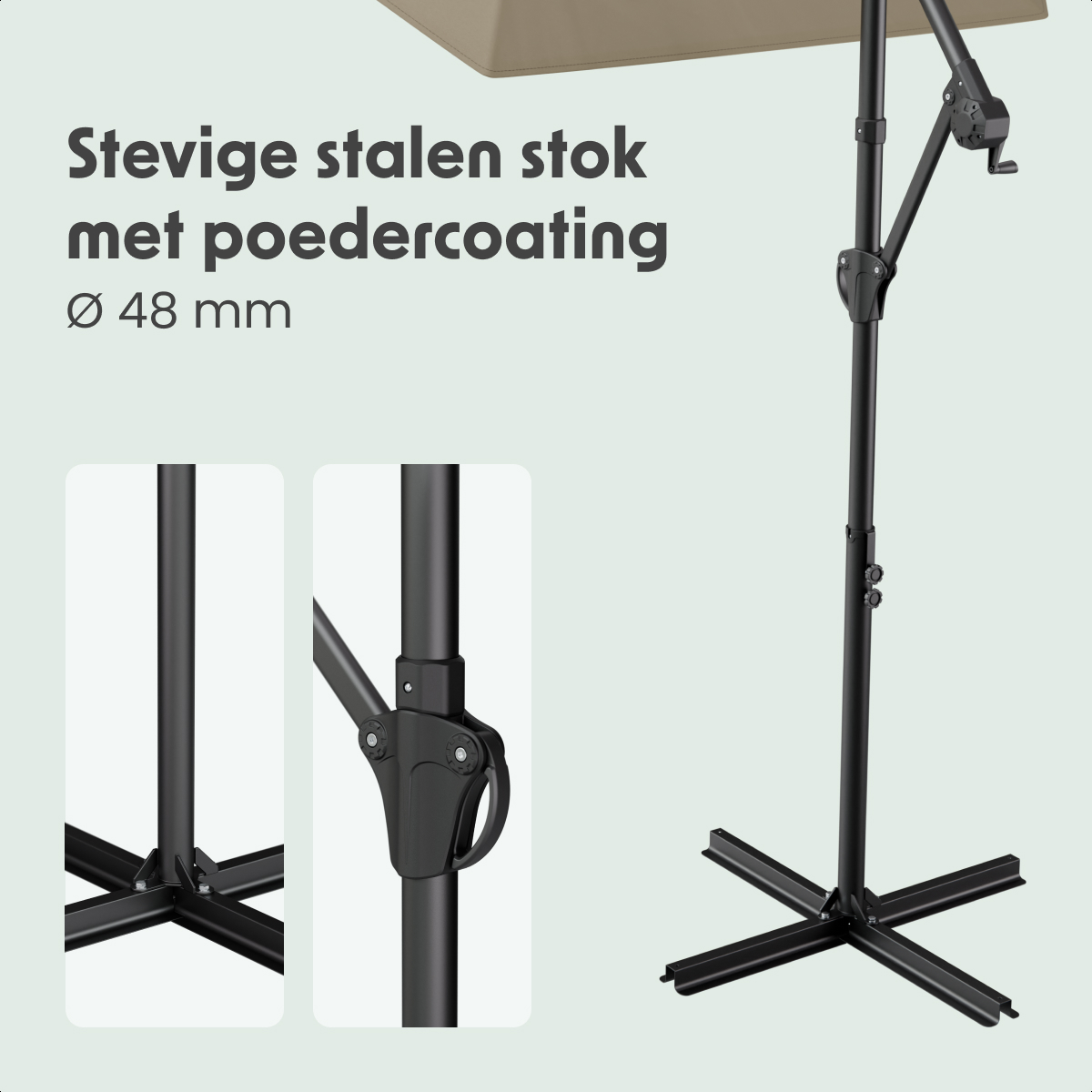 Stevige stalen stok met poedercoating, Ø 48 mm.