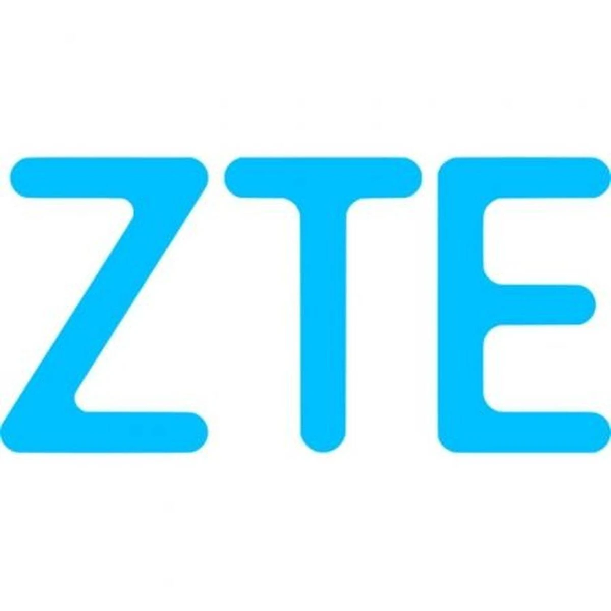Letras azul claro "ZTE" sobre fondo blanco.
