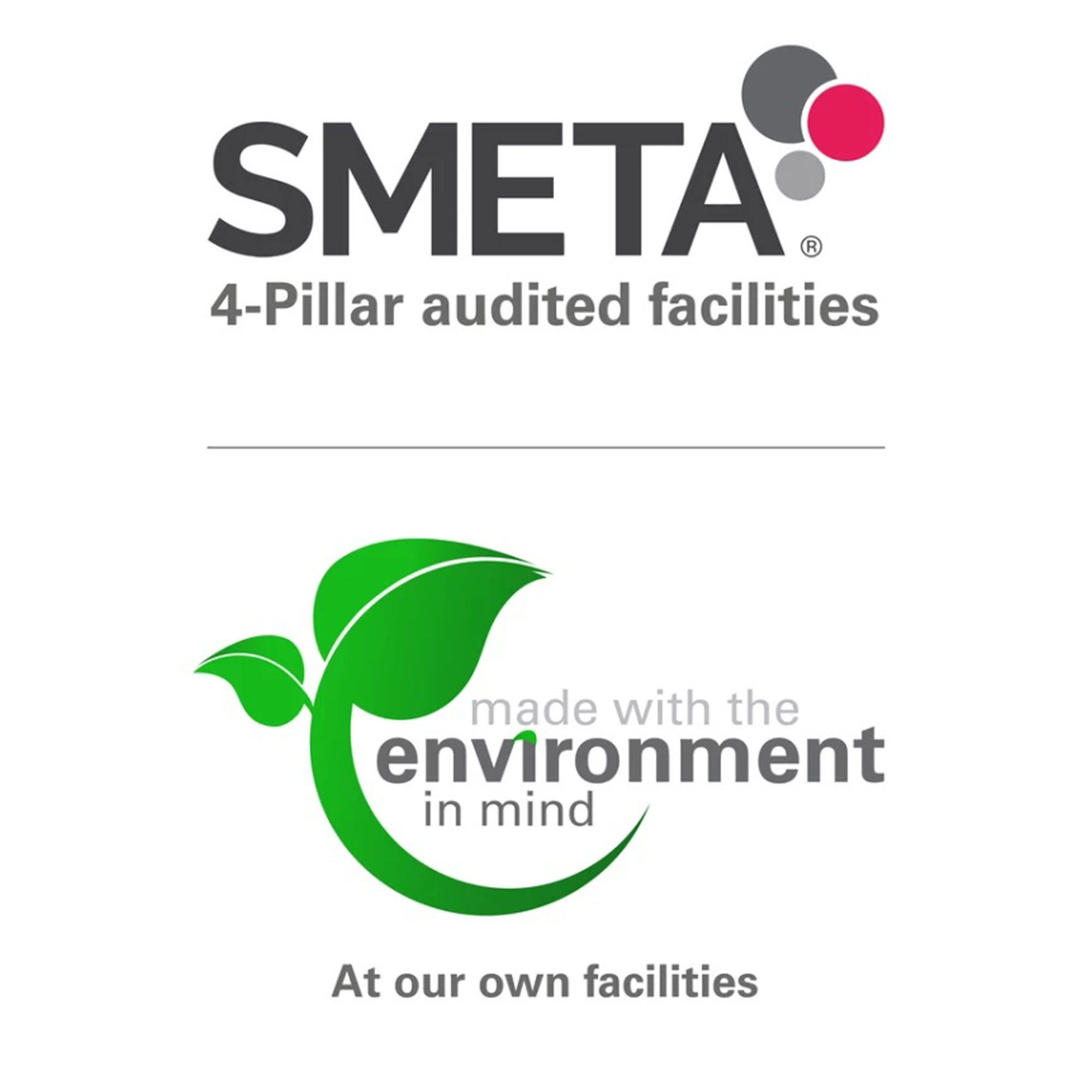 SMETA logosu, çevre sembolü ve 'Çevreyi göz önünde bulundurarak üretildi' yazısı.