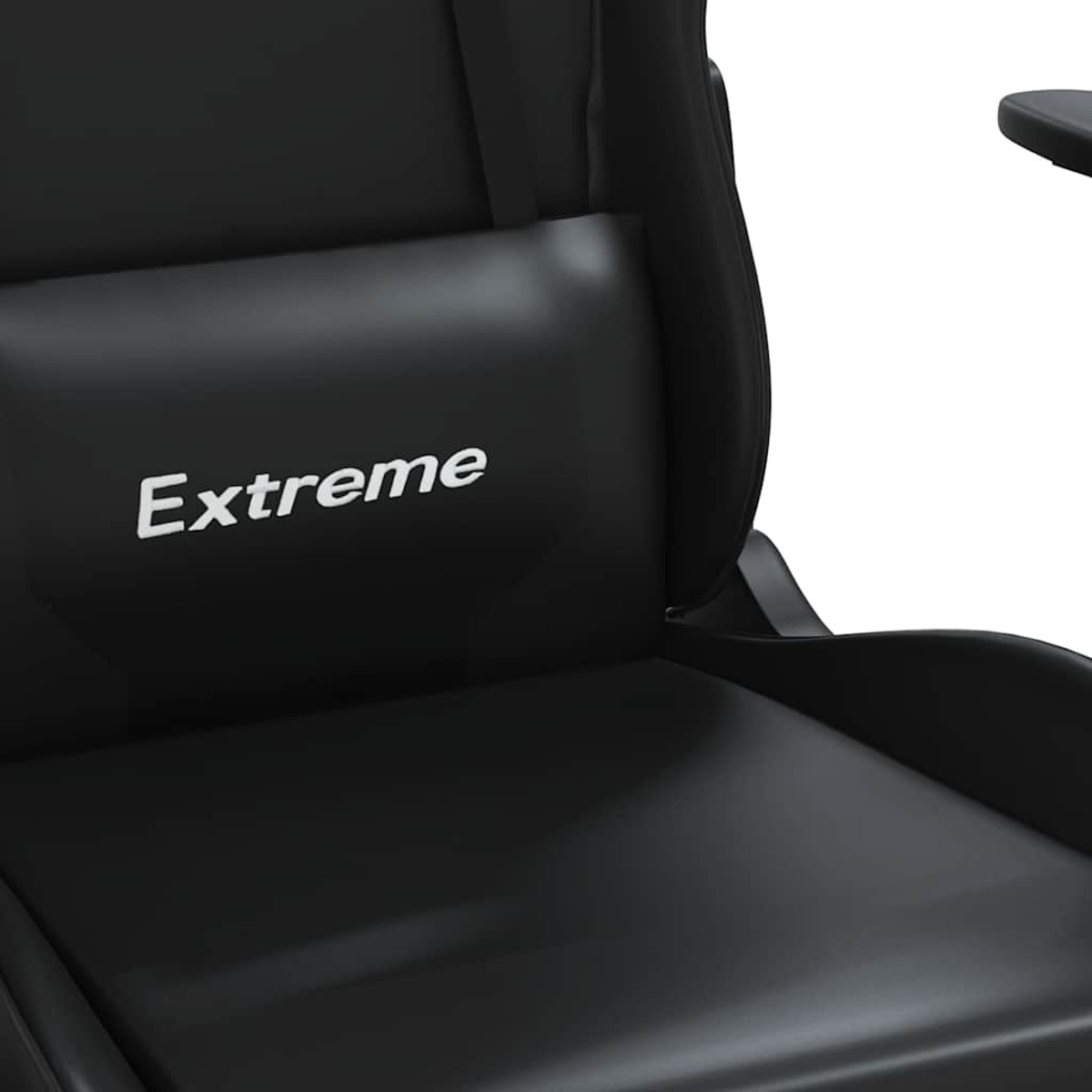 Schwarzer Gaming-Stuhl mit Lendenkissen und der Aufschrift „Extreme“.
