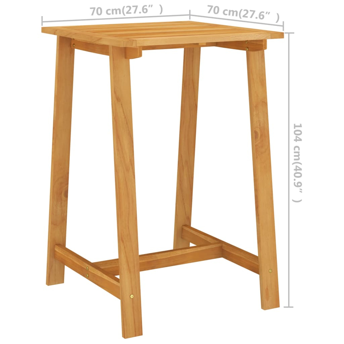 Ein hölzerner Bartisch mit vier Beinen und einer rechteckigen Tischplatte.