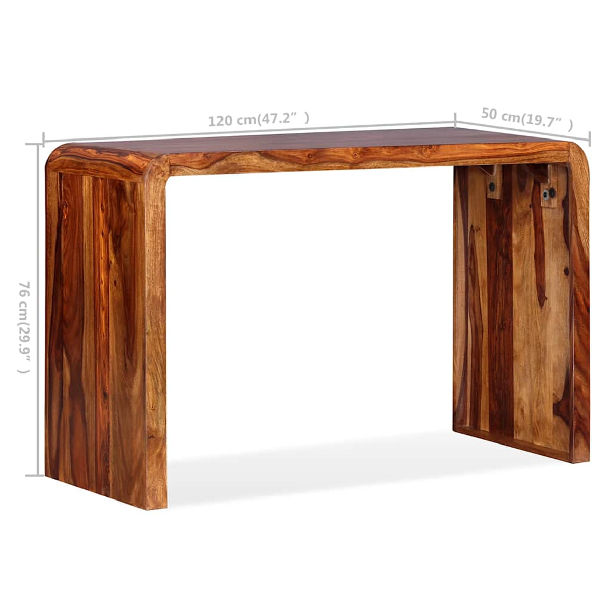 Ein hölzerner Konsolentisch mit geschwungenen Beinen, 120x50x76 cm.
