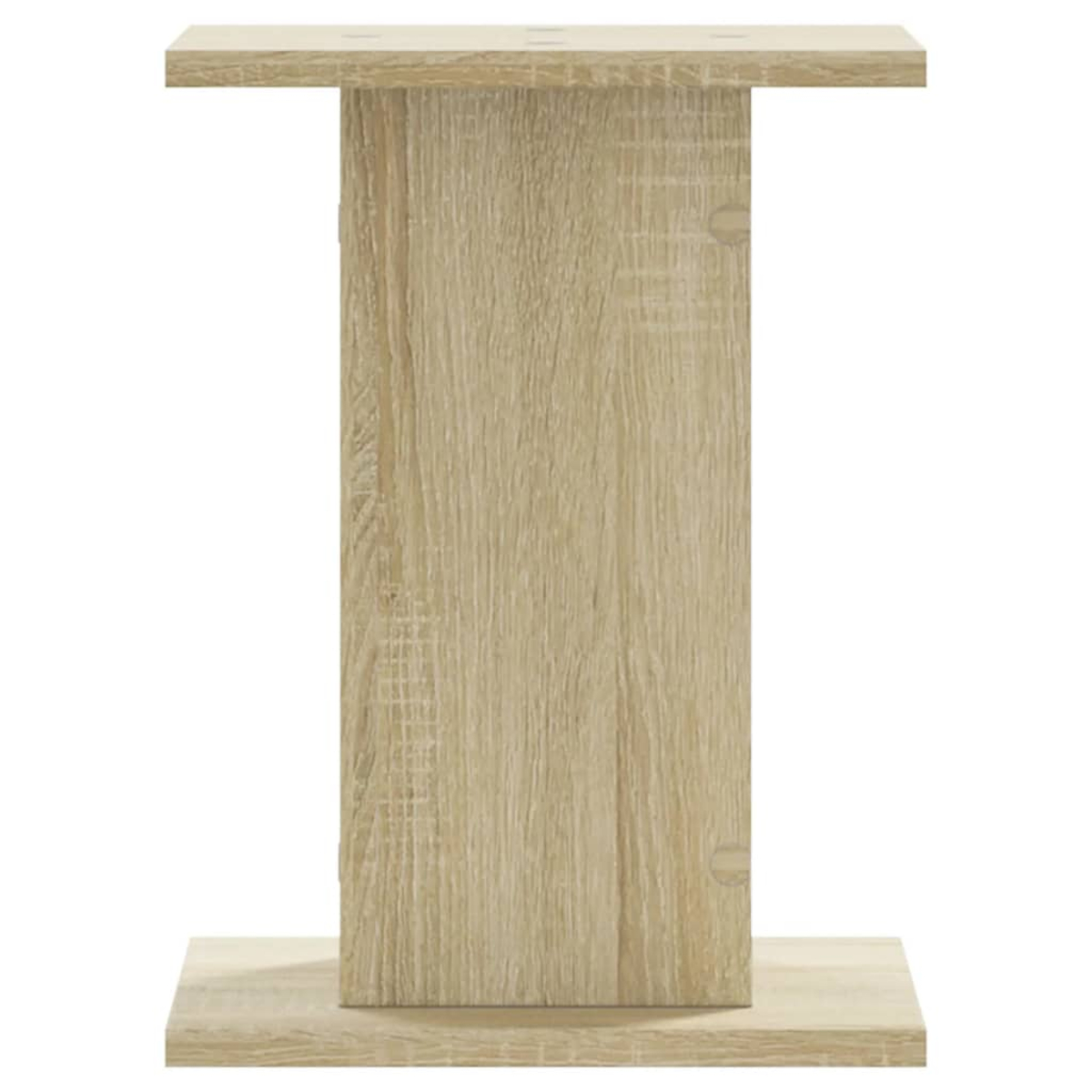 Ein heller Holz-Ständer mit rechteckiger Basis und Oberseite.