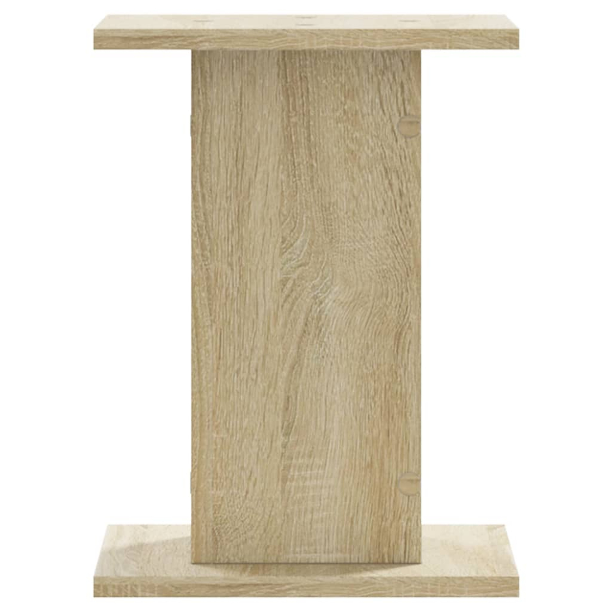Ein hölzerner Standfuß mit rechteckiger Basis und oben.