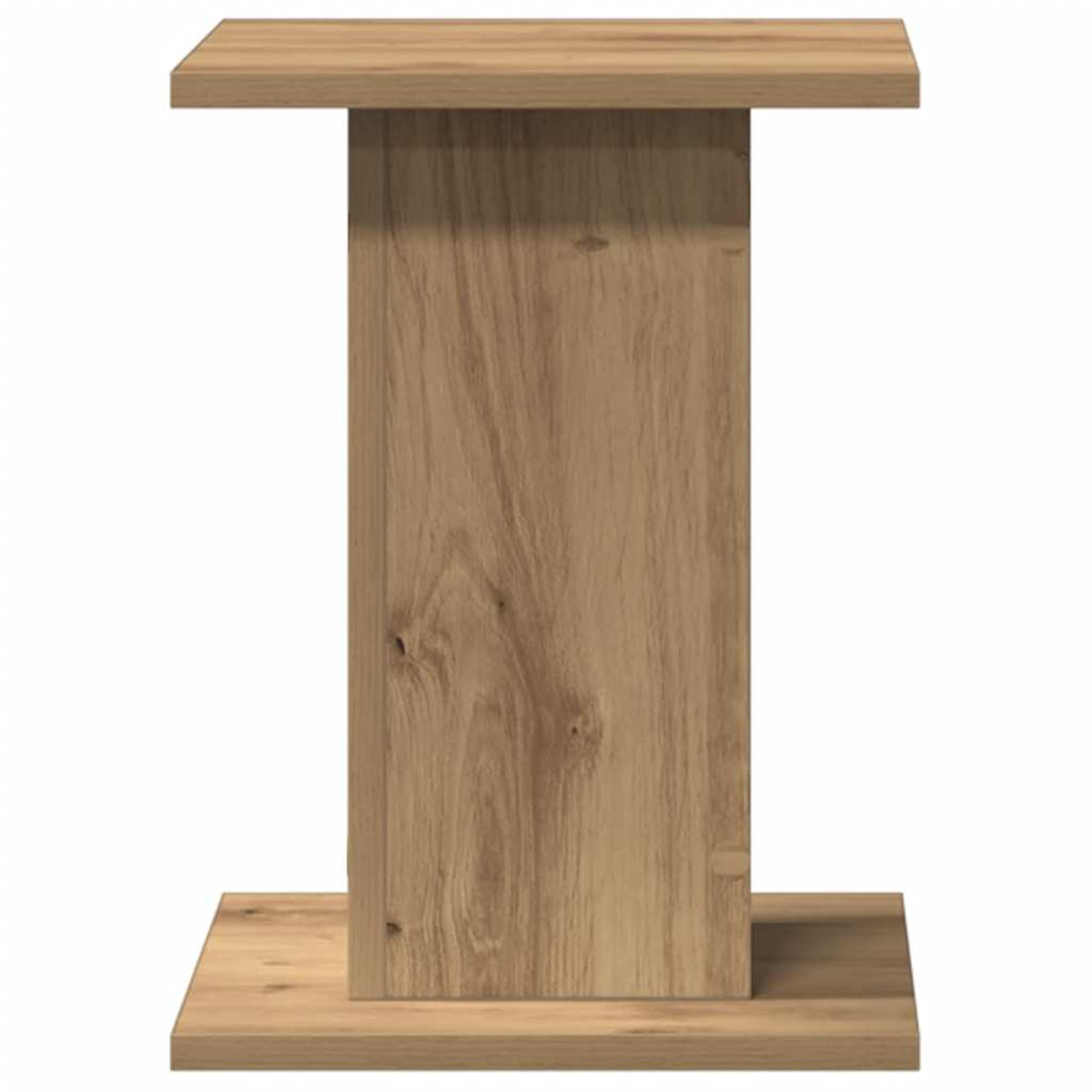 Ein hölzerner Sockel mit einer rechteckigen Platte oben und unten.