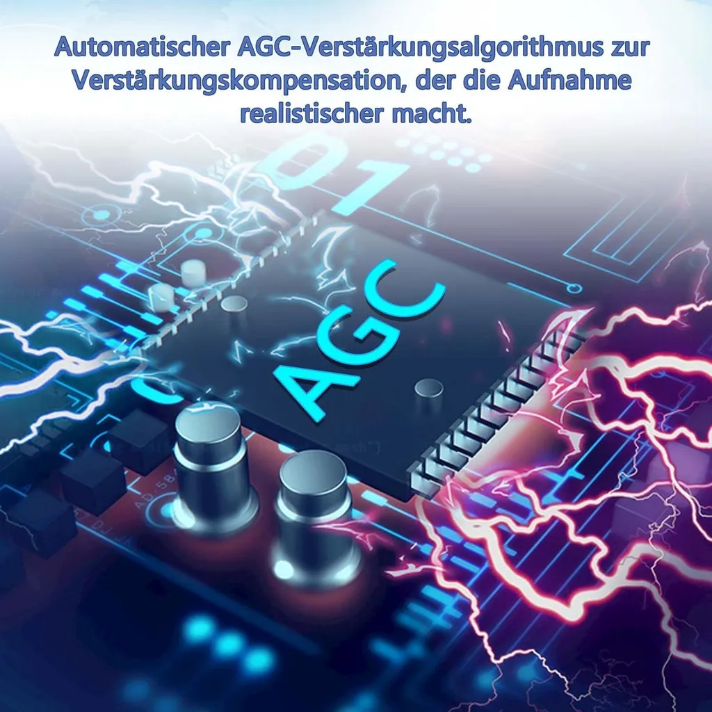 Ein Chip mit AGC-Schriftzug, umgeben von blauen und lila Blitzen.