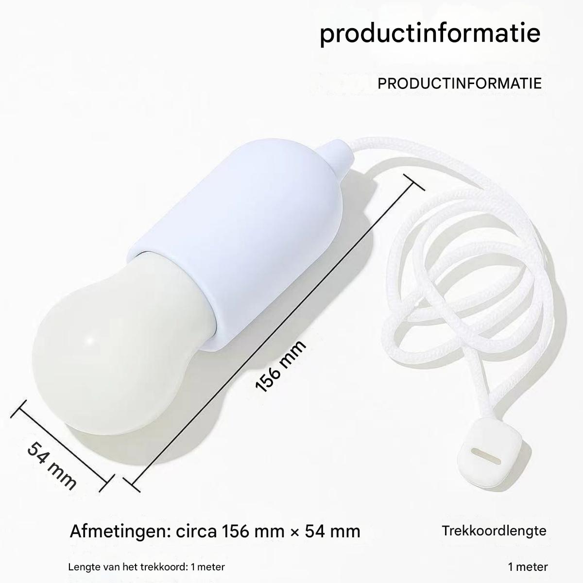 Ein weies Zuglicht mit Maangaben und einem 1-Meter-Kordelzug.