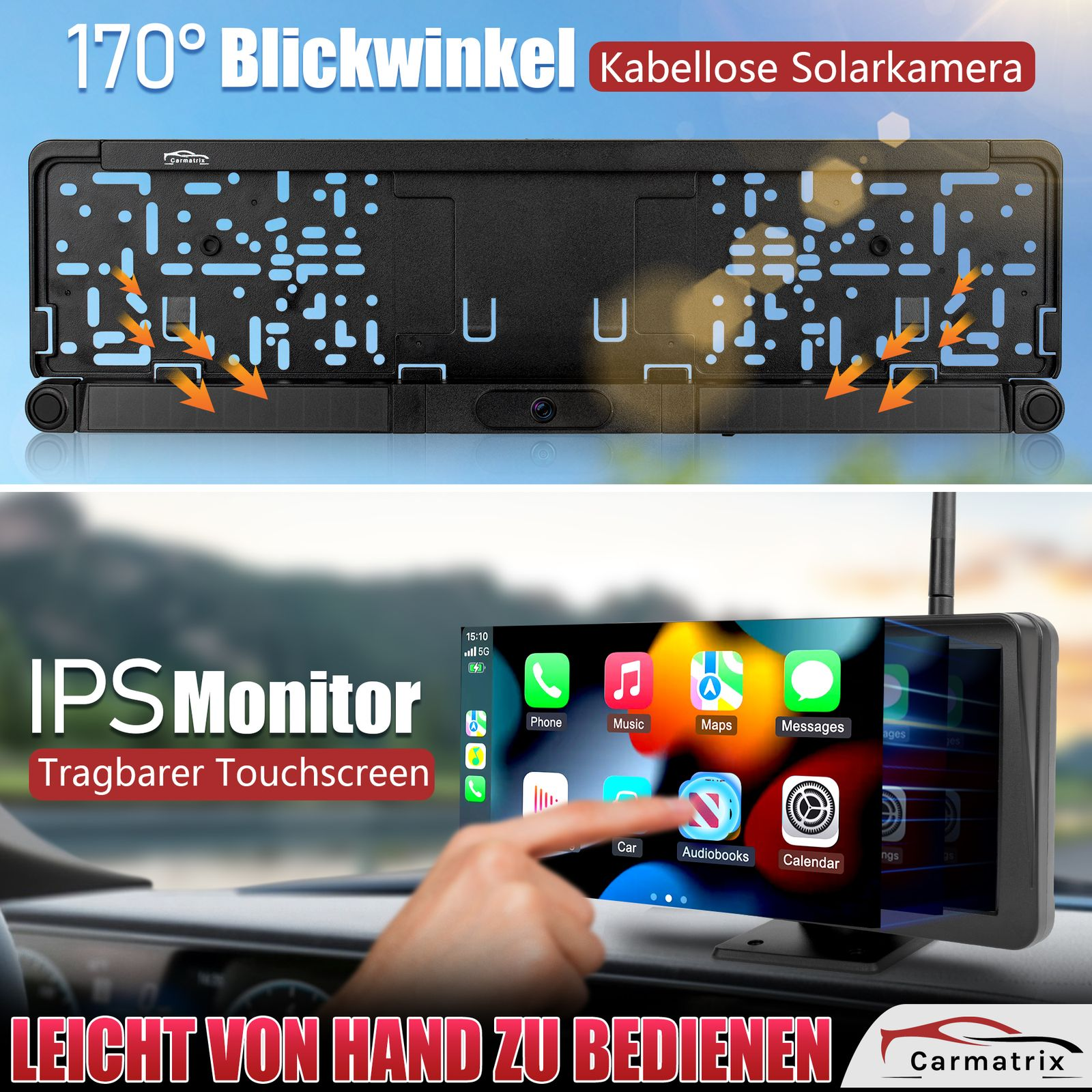Kabellose Solarkamera mit 170° Blickwinkel und IPS Monitor.