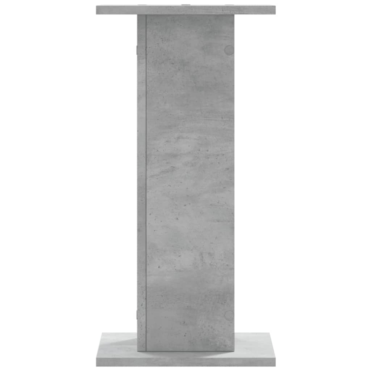 Ein graues Betonregal steht auf einem weißen Hintergrund.