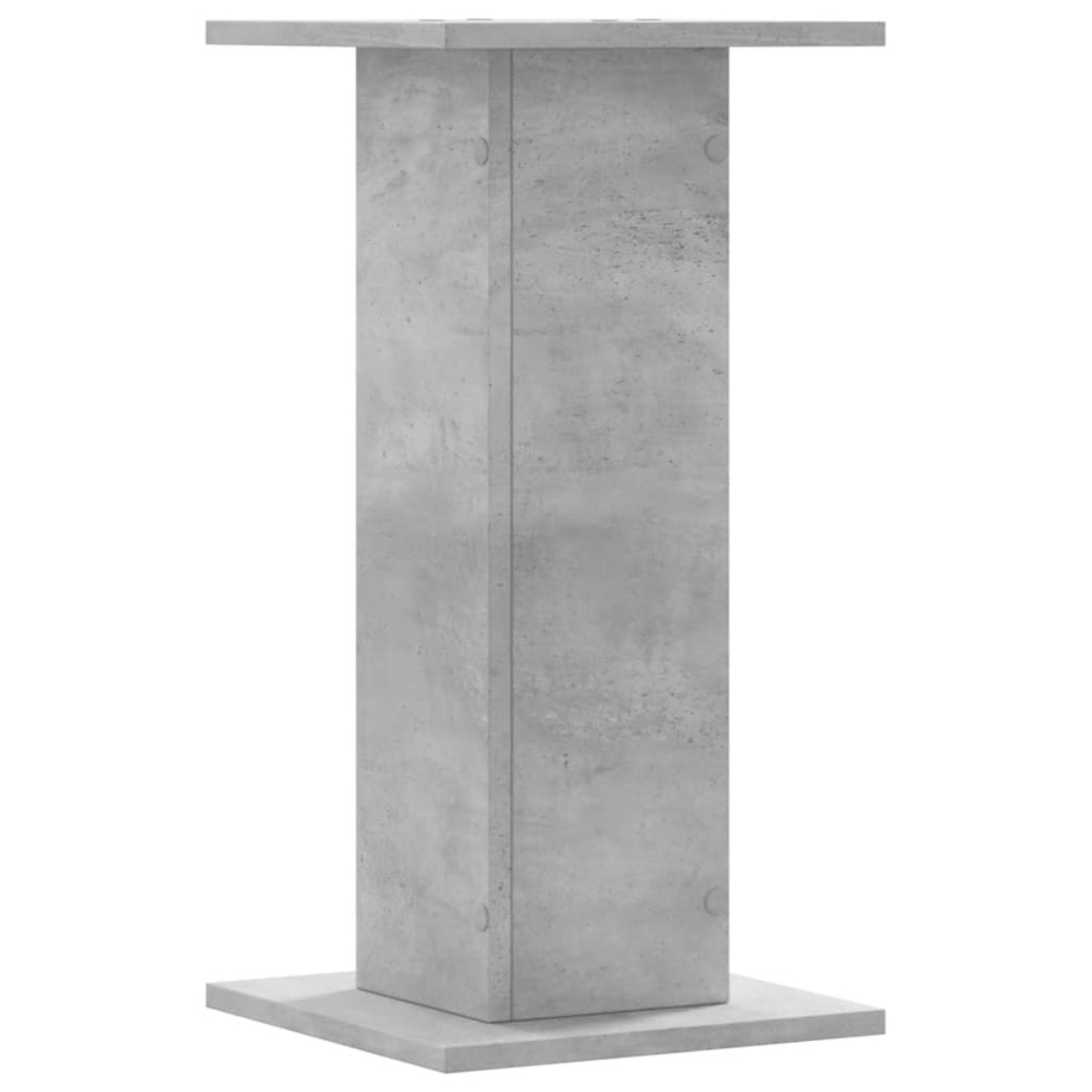 Ein grauer Betonpfeiler mit einer rechteckigen Basis und Platte.